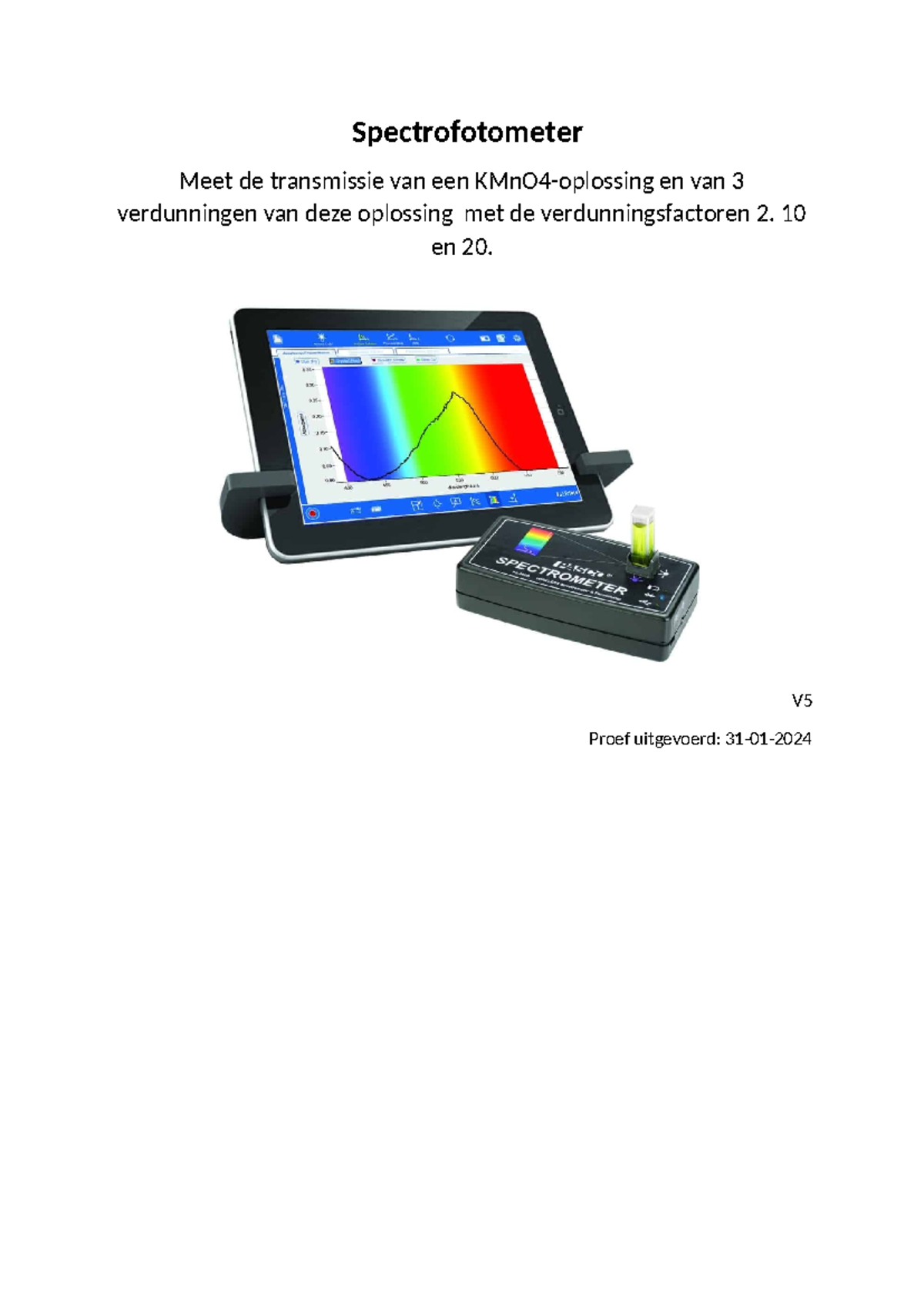 Spectrofotometrische Analyse van KMnO4-oplossingen met Logger Pro ...