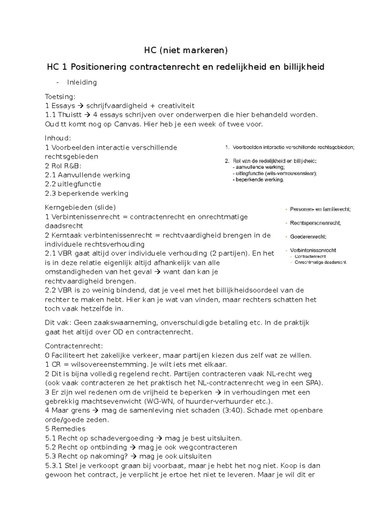 HC Aantekeningen: Positionering Contractenrecht en Billijkheid ...
