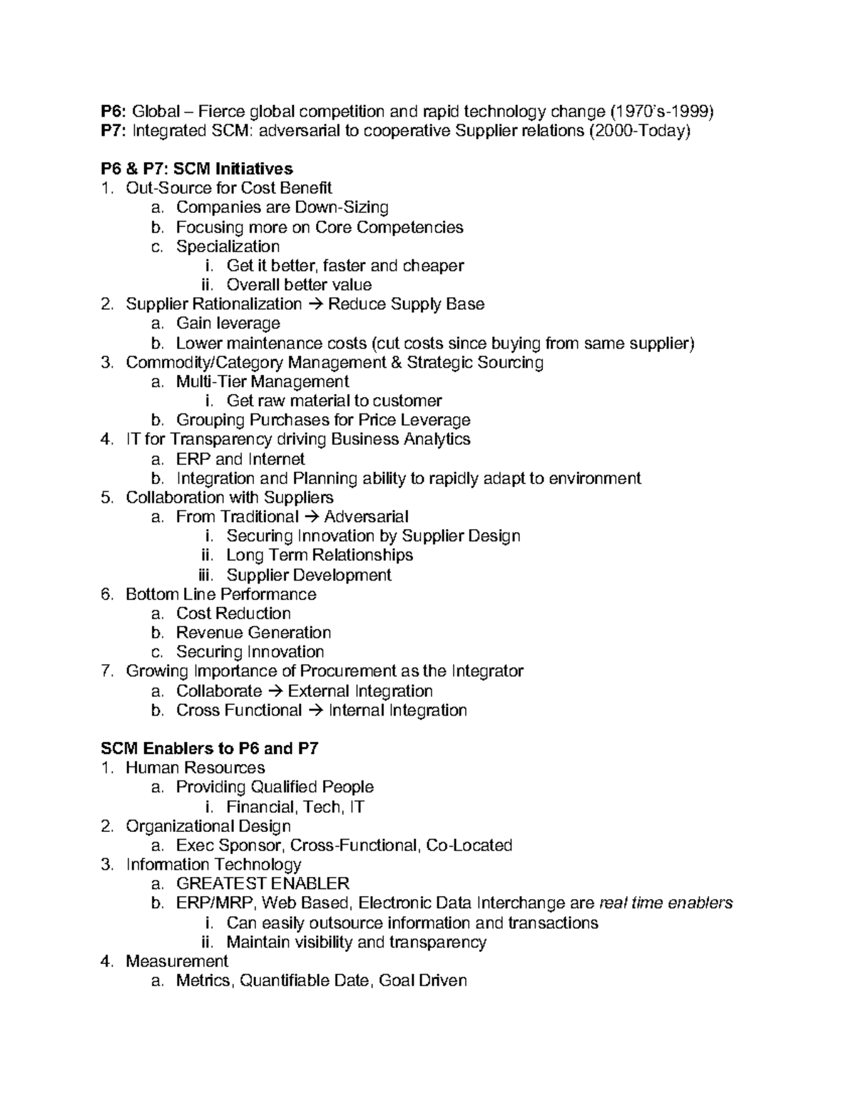 P320 Final Exam Study Guide - SCM Trends and Strategies - Studocu