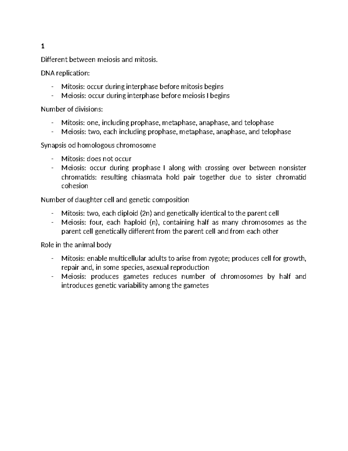 Bio 101 Final Exam Summary: Mitosis, Meiosis & Enzymes Overview - Studocu