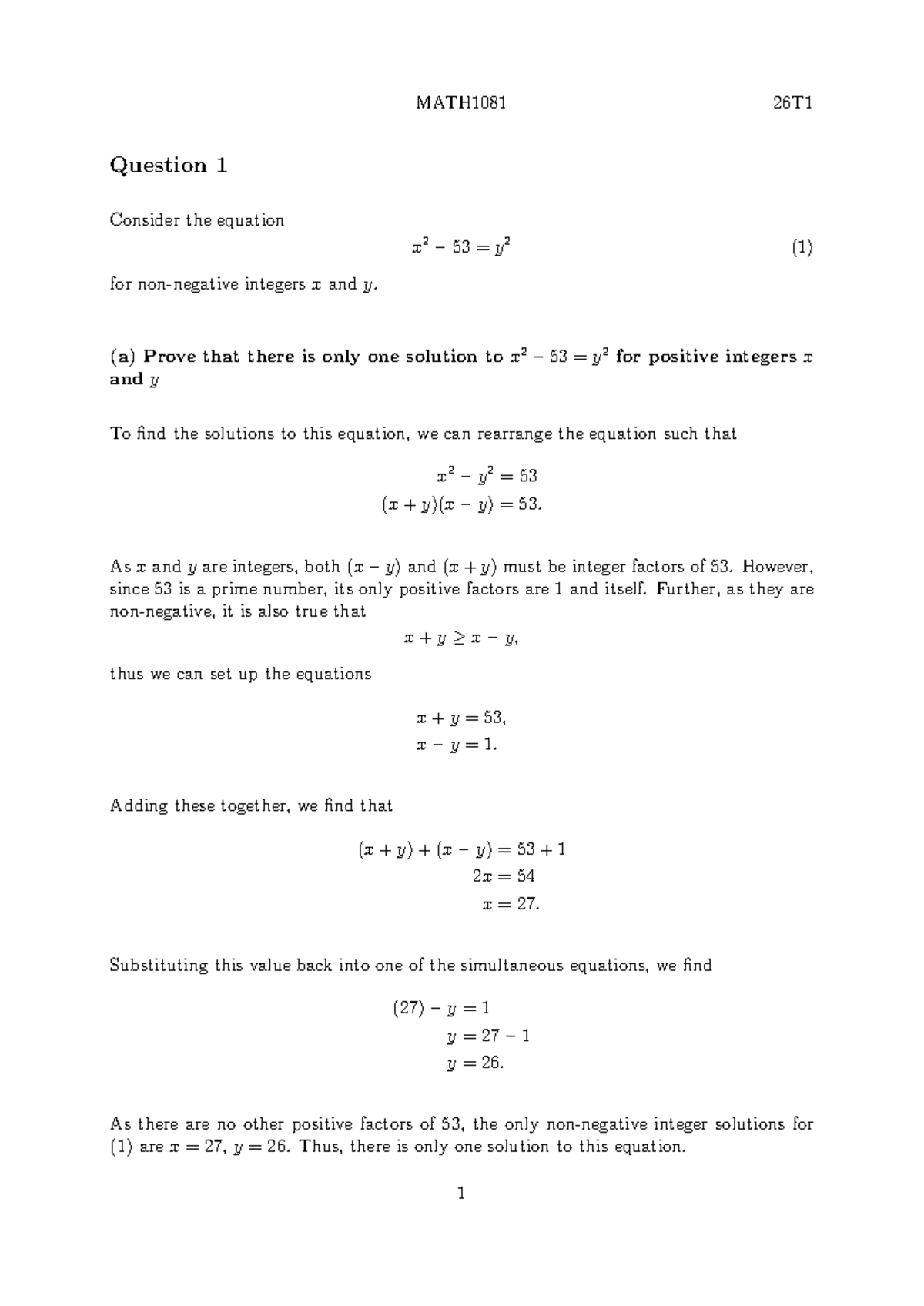 MATH1081 - Discrete Math: Assignment Solutions and Proofs - Studocu