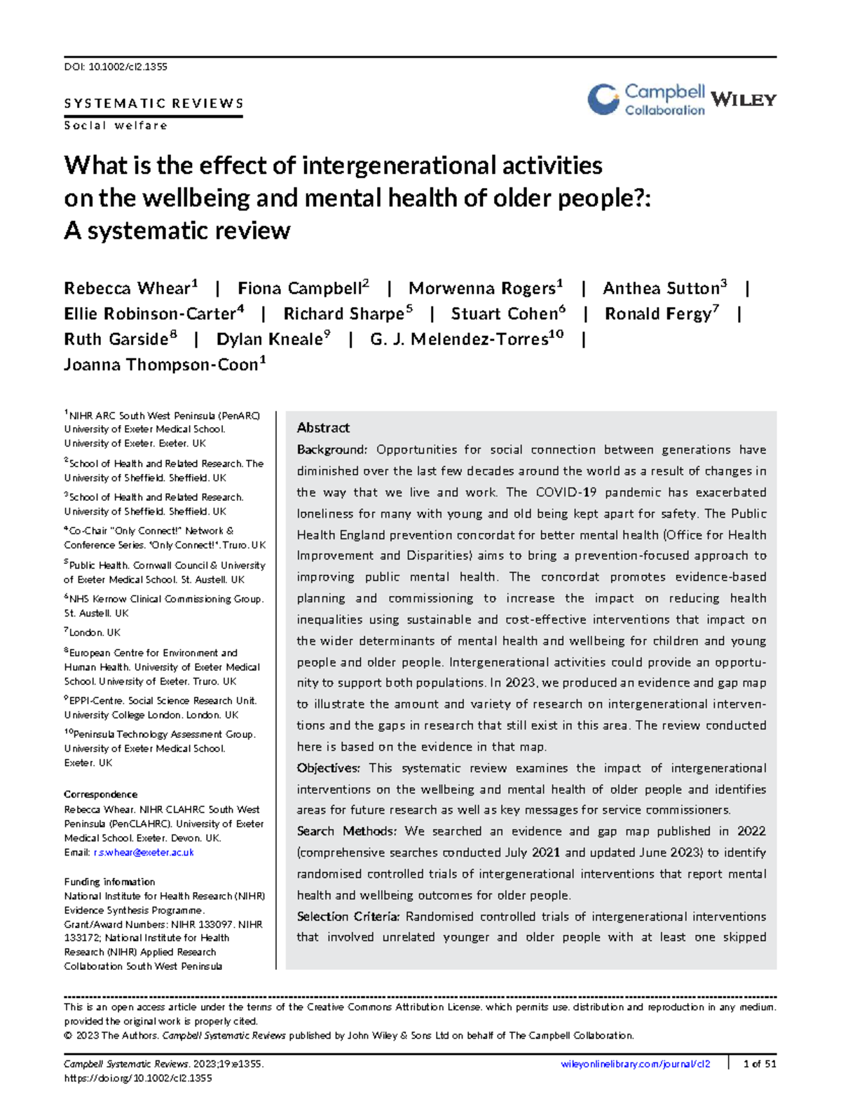 What is the effect of intergenerational activities on the wellbeing and ...