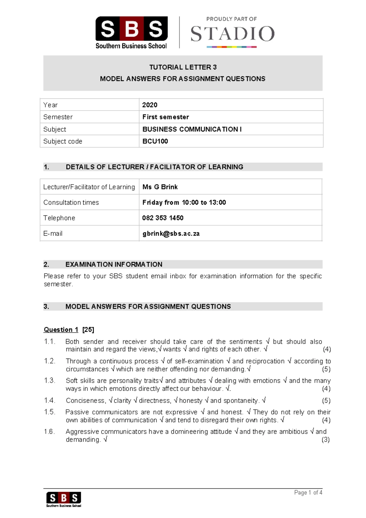 BCU100 2018 01 exam paper - BCU 100 - Studocu