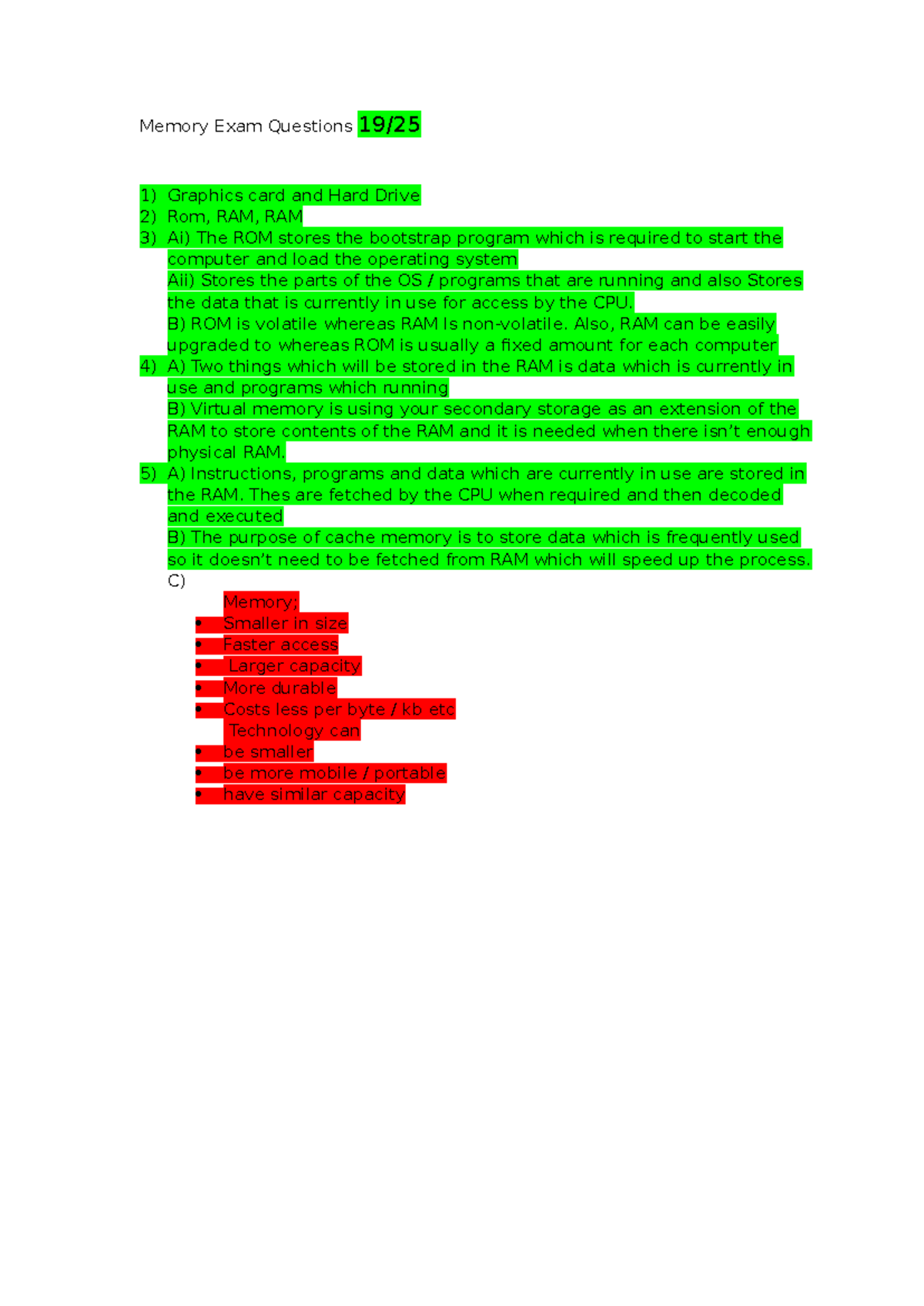 Memory EQ - sfvcdg - Memory Exam Questions 19/ 1) Graphics card and ...