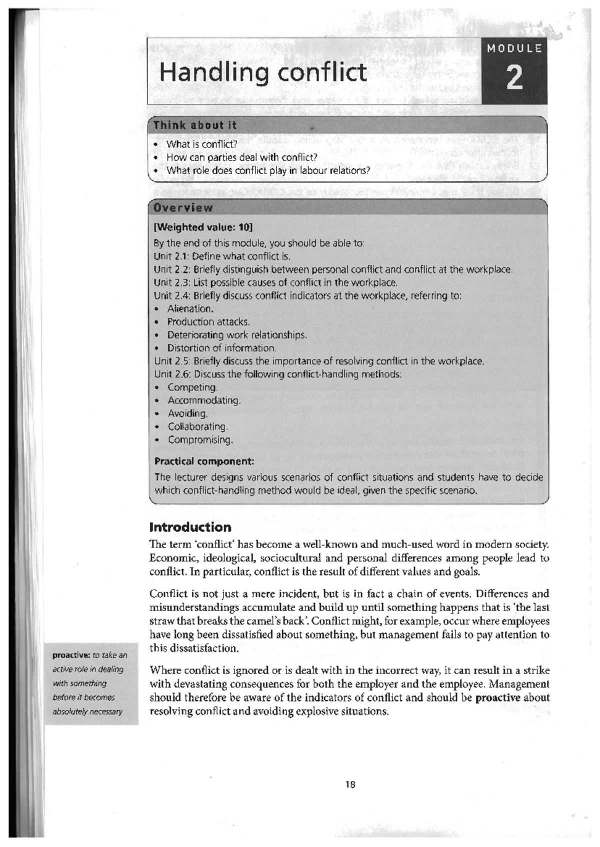 MODULE 2: Understanding and Managing Workplace Conflict - Studocu