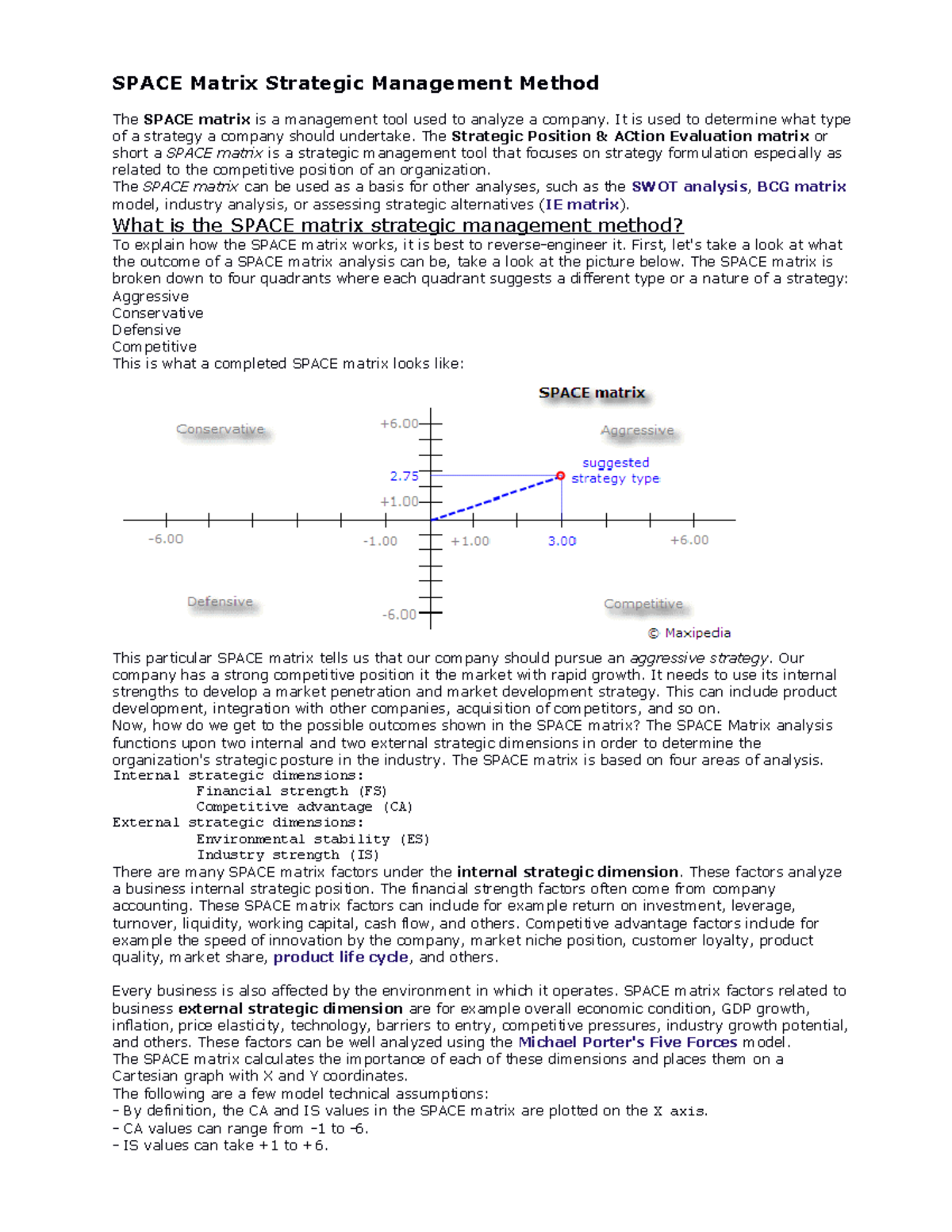 SPACE Matrix Strategic Management Method (131285915730) - Studocu