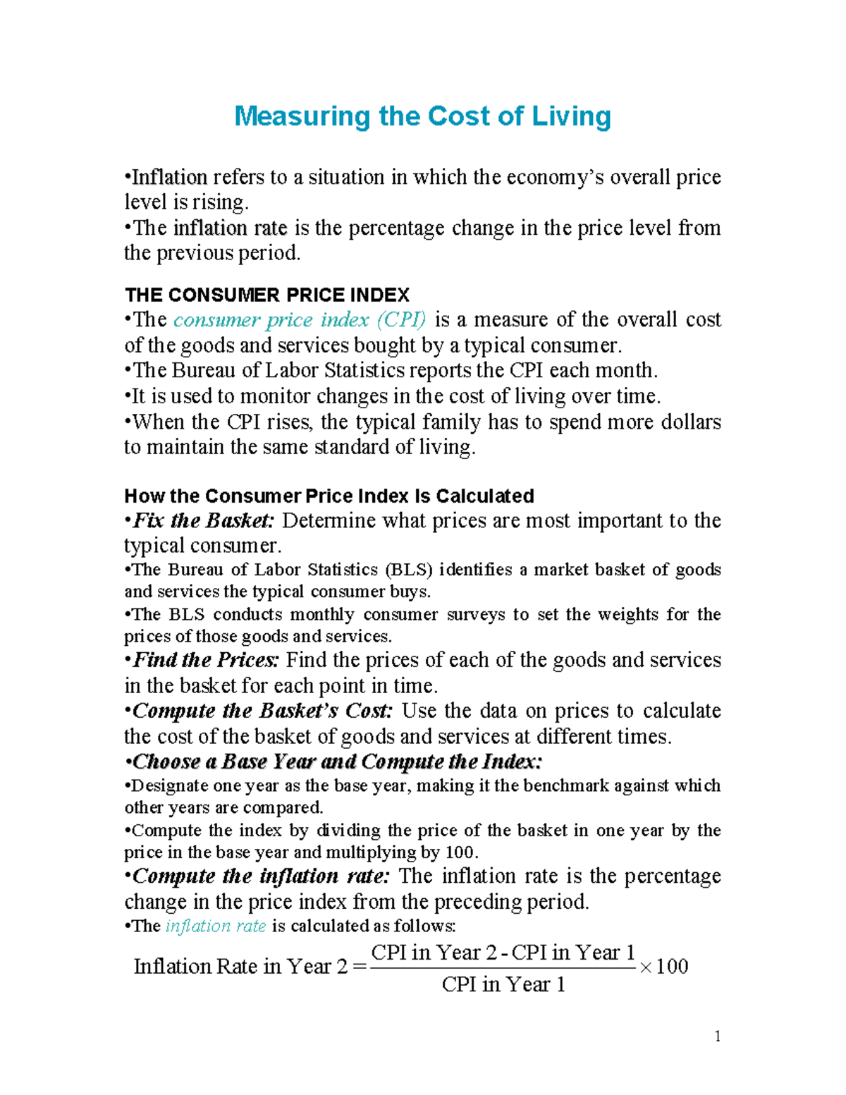 CPI and Inflation Rate Analysis: Measuring the Cost of Living - Studocu