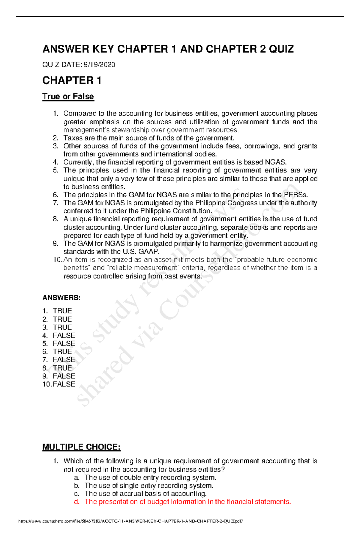 499363626 Acctg 11 Answer KEY Chapter 1 AND Chapter 2 QUIZ - Business ...