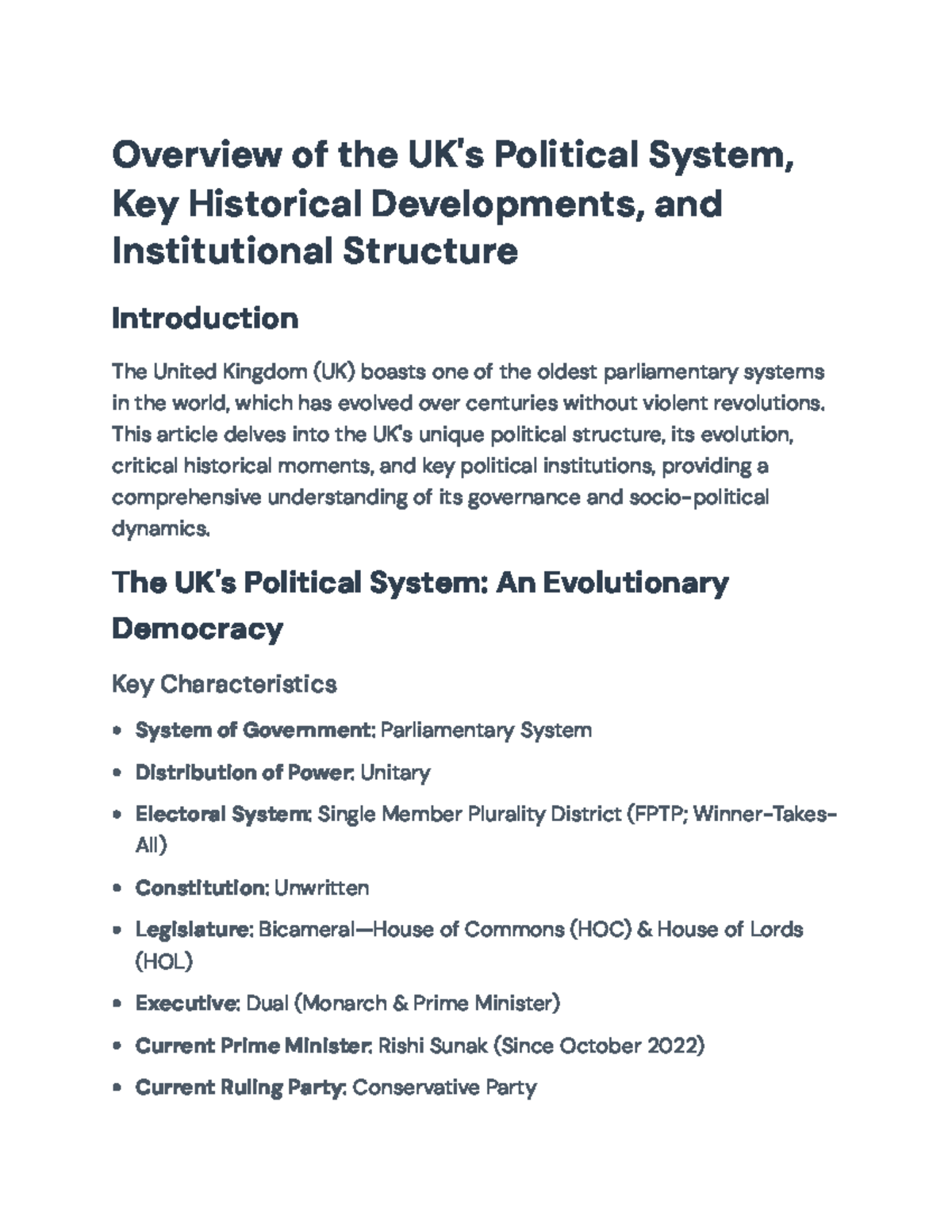 UK's Political System: Key Historical Developments & Structure Analysis ...