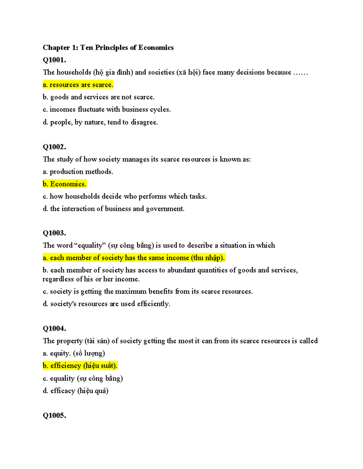 Chapter 1 - Ten Principles of Economics (Q1001-Q1014) - Studocu