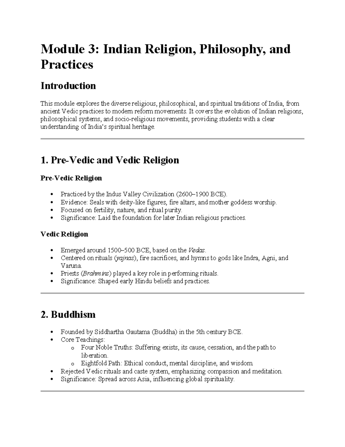 Module 3: Indian Religion, Philosophy, and Practices Overview - Studocu