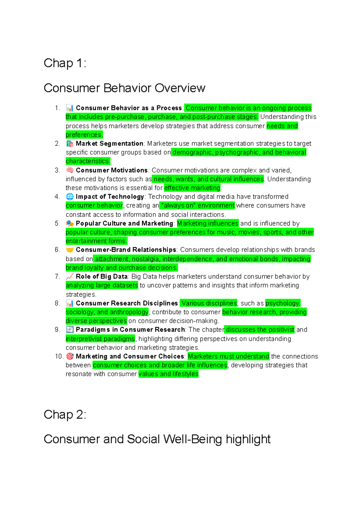 MKT201 - Comprehensive Consumer Behavior Highlights and Insights - Studocu
