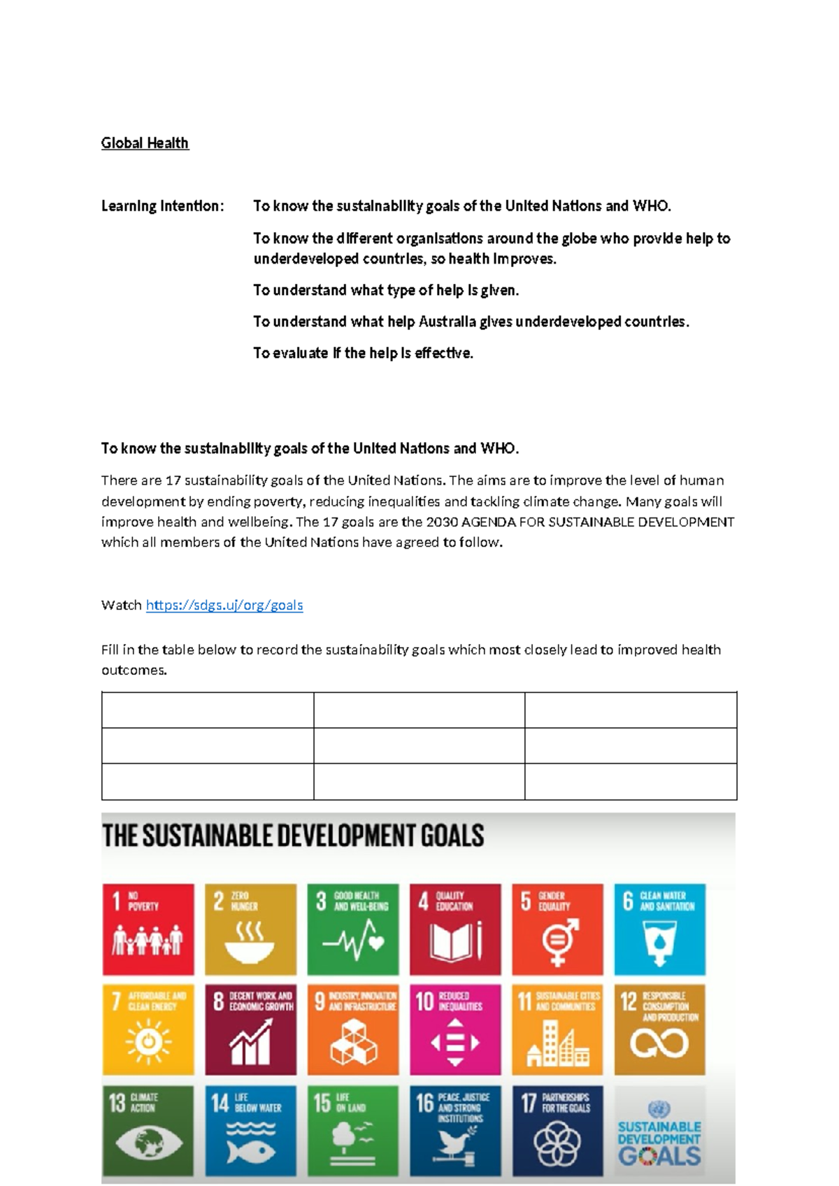 5.Global Health Case Study: Sustainability Goals & Aid Effectiveness ...