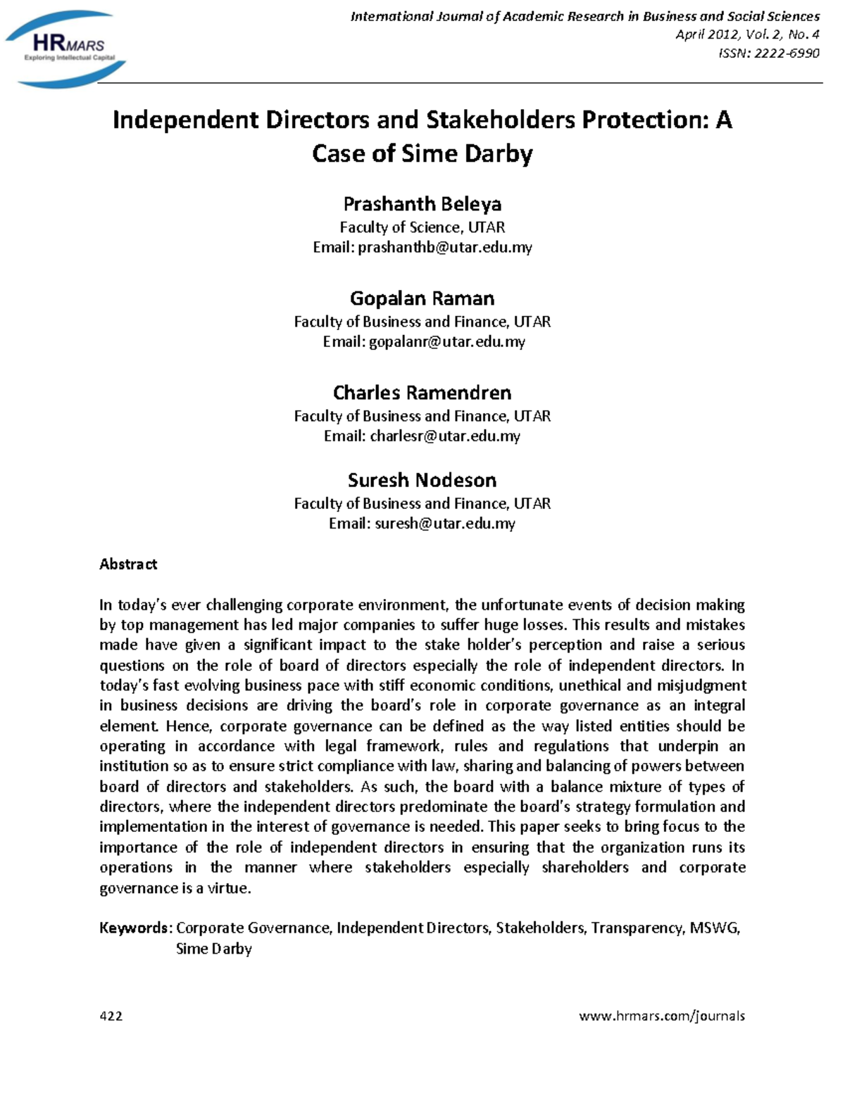 Independent Directors and Stakeholder Protection: The Sime Darby Case ...