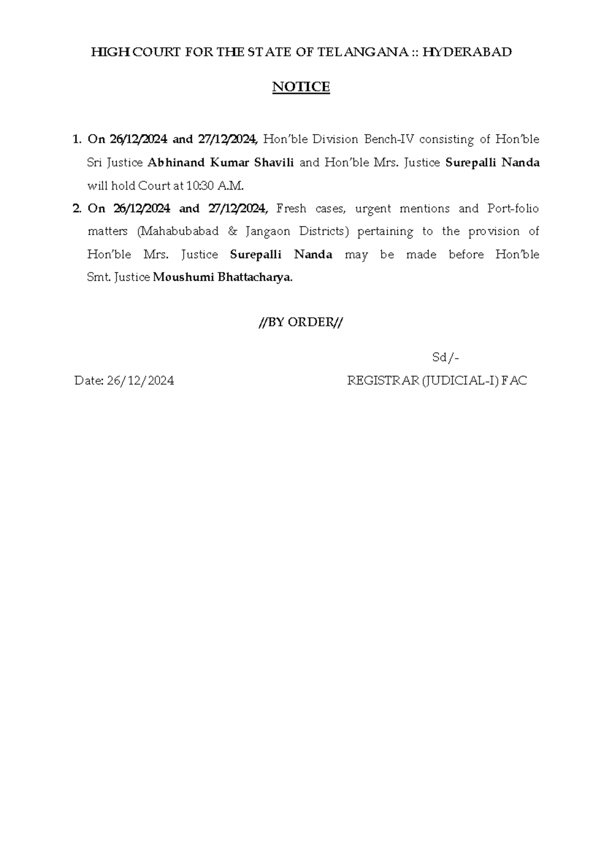 Normal Notice Board 2024 12 26T10 37 14 - HIGH COURT FOR THE STATE OF ...