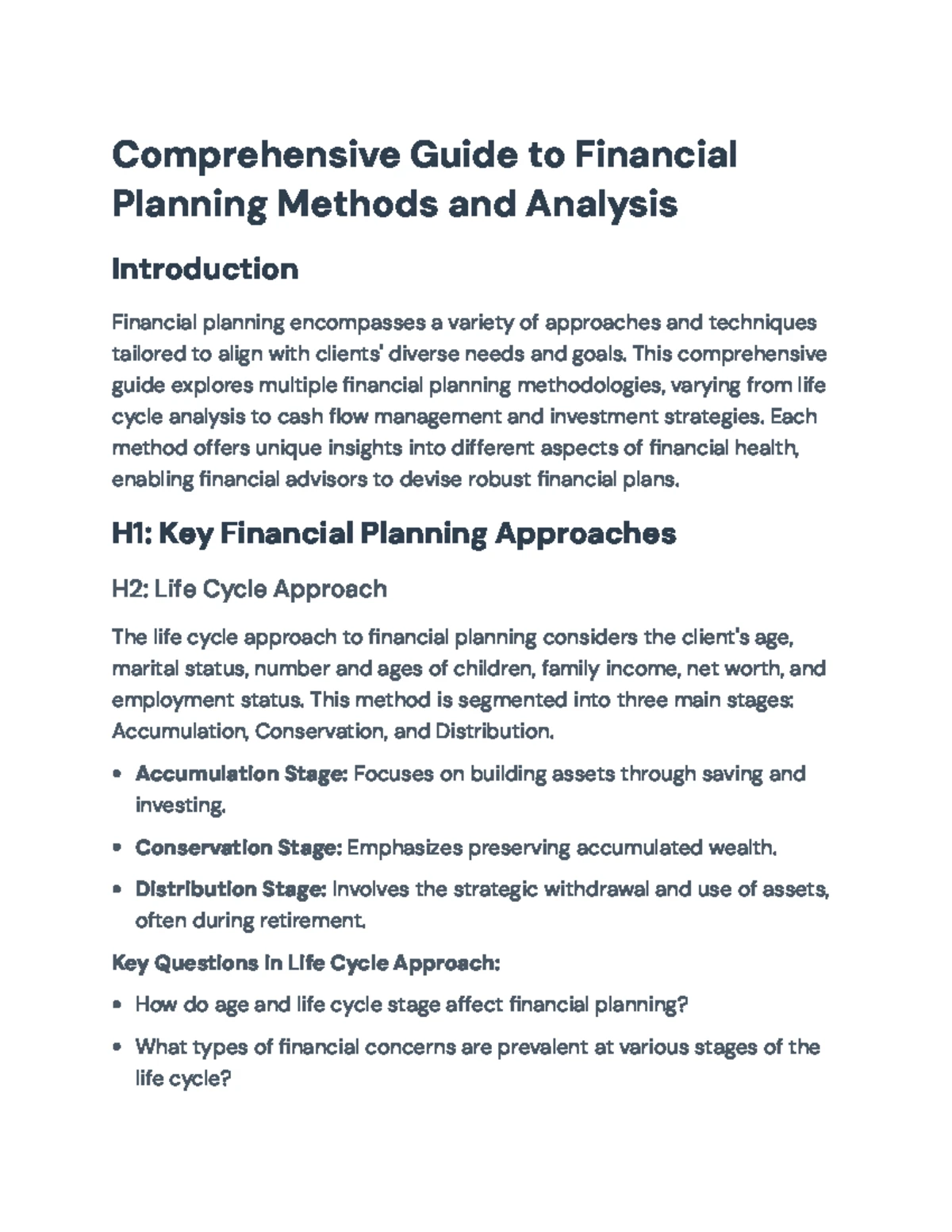 Financial Planning Approaches: Strategies from Chapter 3 Analysis - Studocu