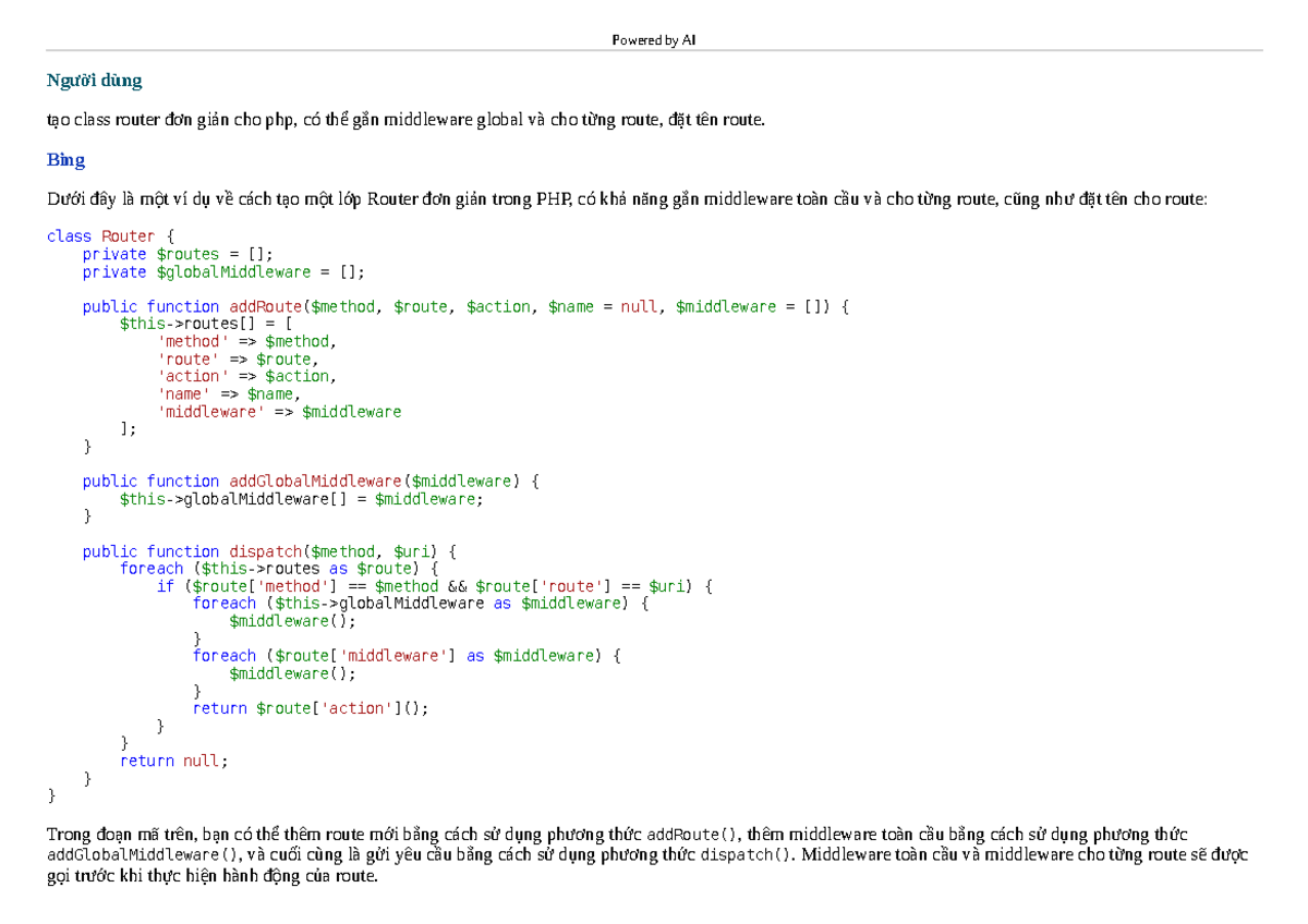 PHP Router Class: Adding Global Middleware & Regex Route Matching - Studocu