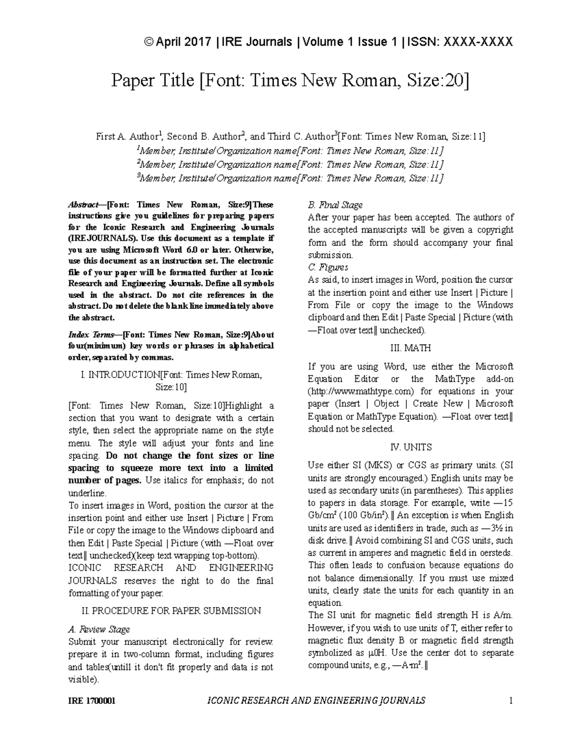 IREJOURNALS Manuscript Formatting Guidelines and Instructions - Studocu