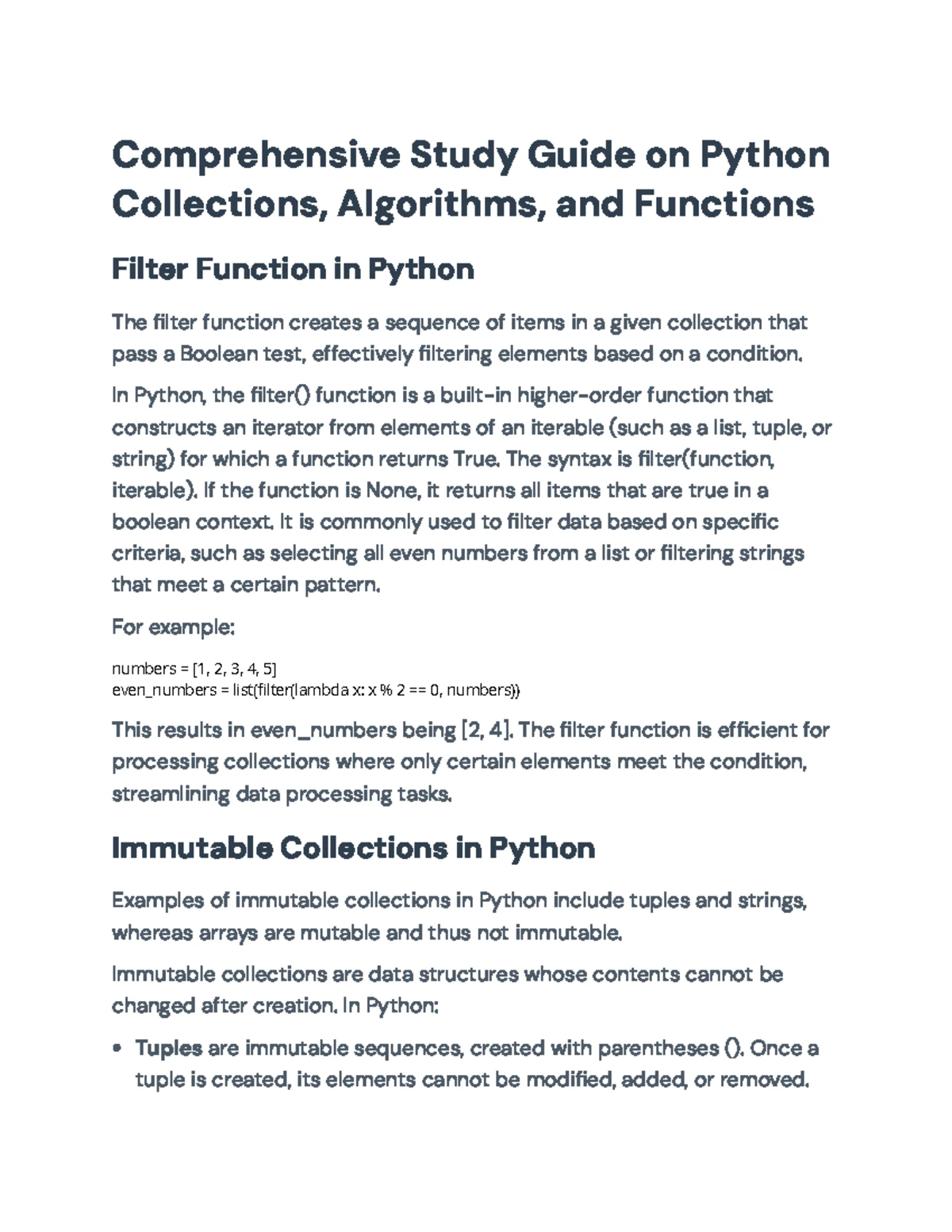 Comprehensive Overview of Python Programming & Data Structures (CS101 ...