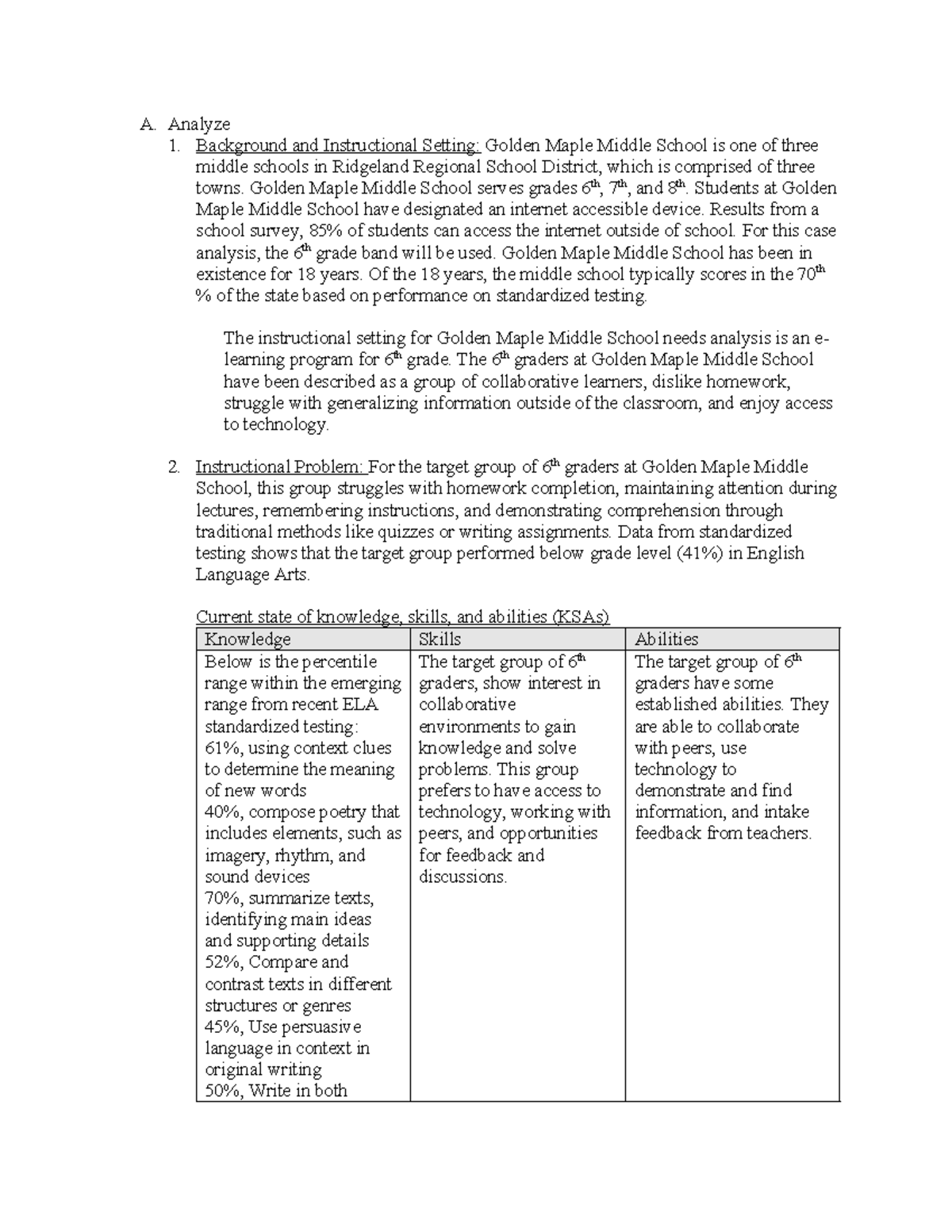 SFM3 Task 2 - Performance Assessment: 6th Grade ELA Learning Goals ...