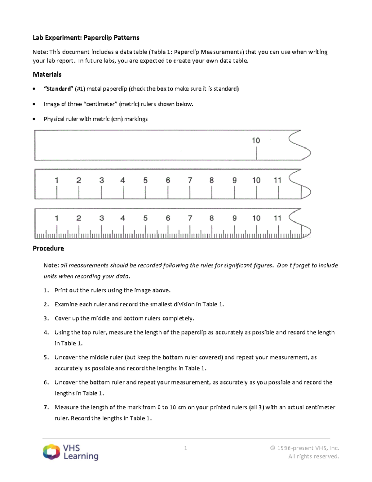 Lab Experiment: 01 03 Paperclip Patterns and Measurements Guide - Studocu