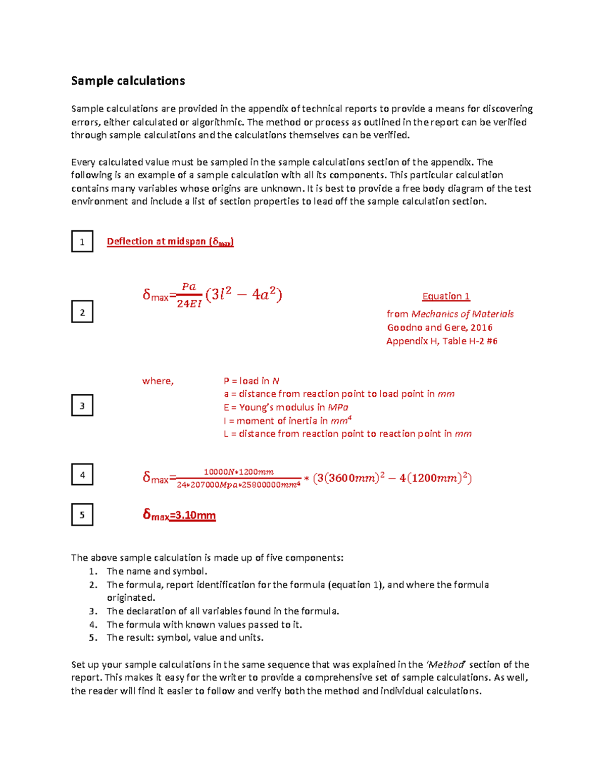Sample Calculations for Technical Reports (ENG 101 - Appendix) - Studocu