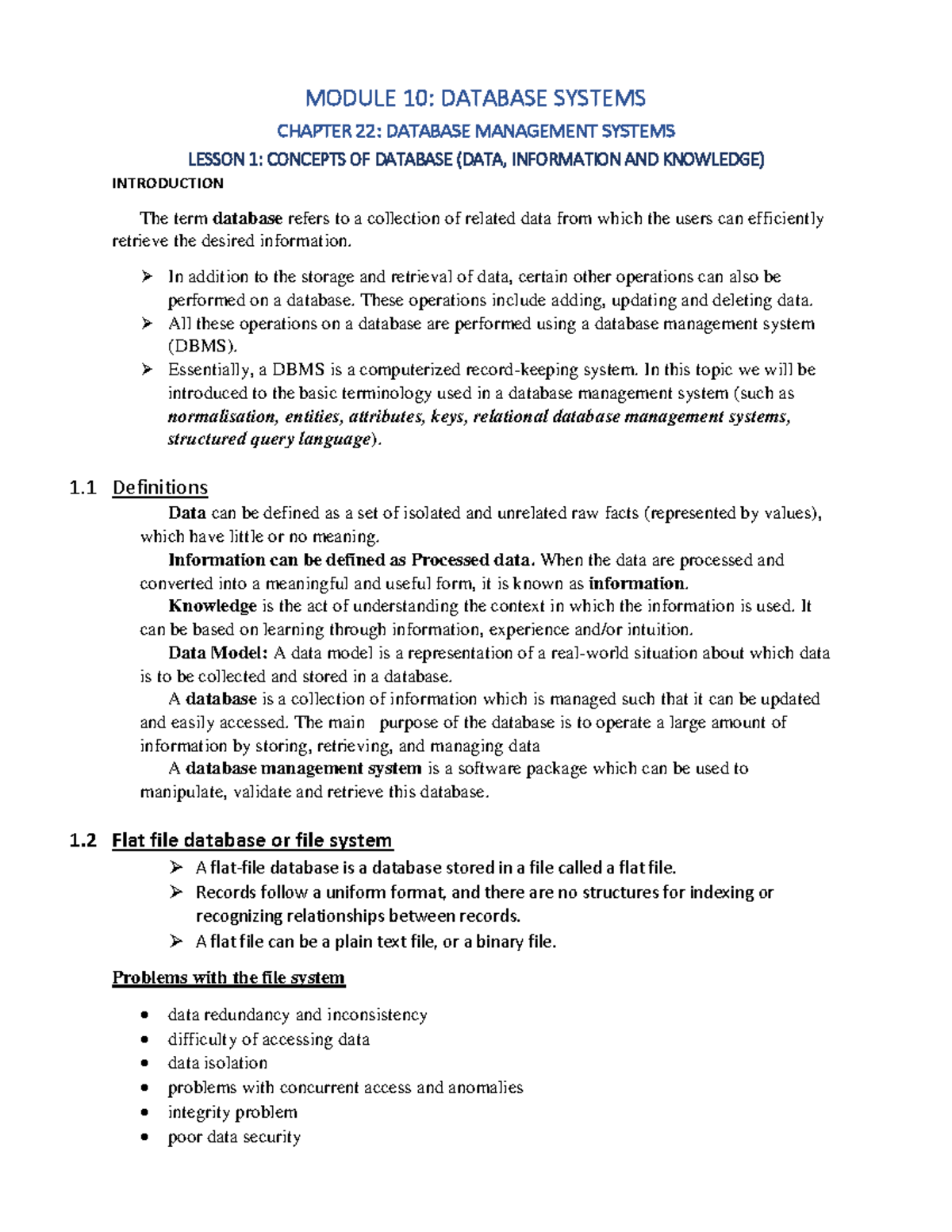 Module 10: Database Systems Overview and Key Concepts (DB 101) - Studocu