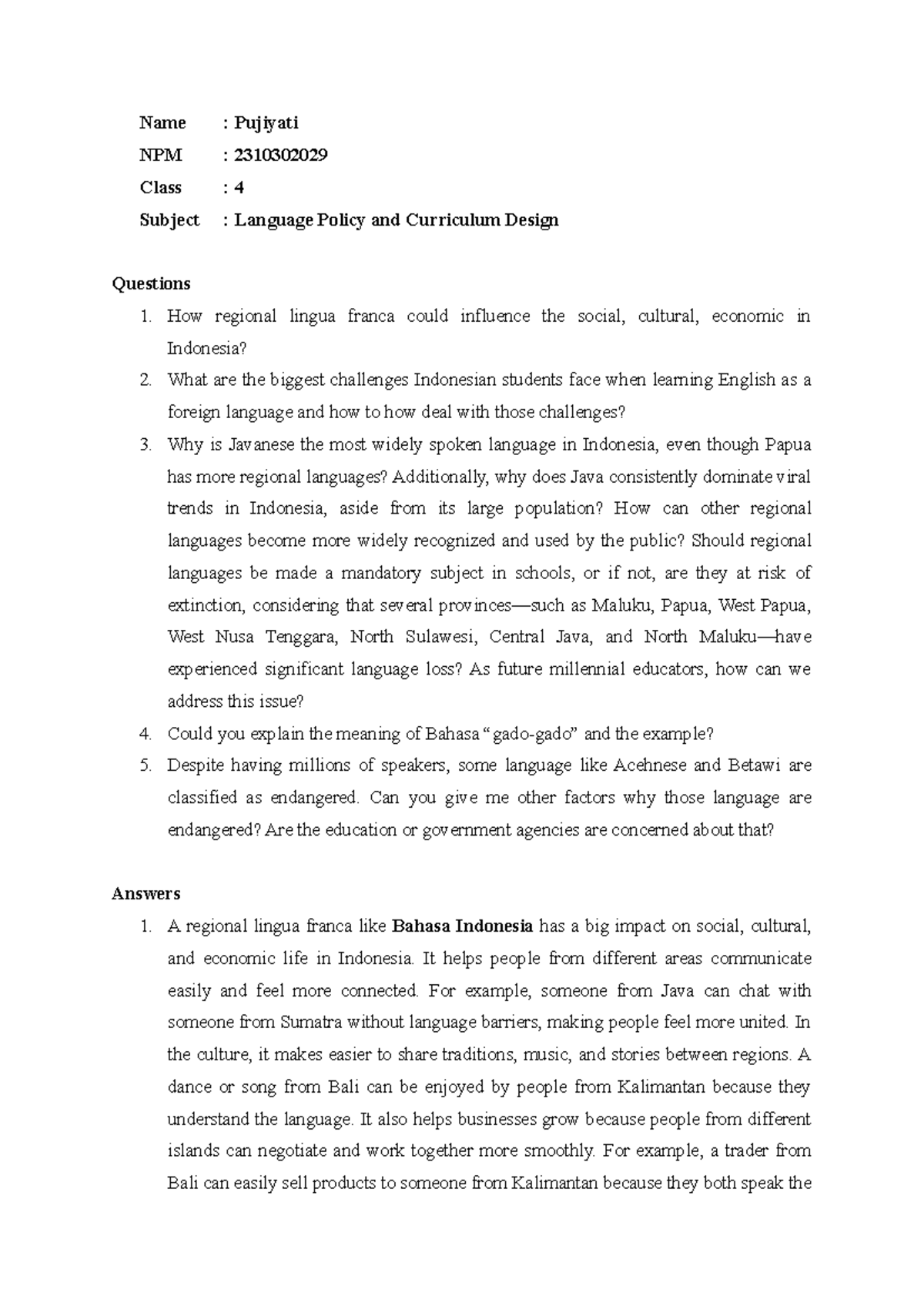 Meeting 3: Exploring Language Policy & Its Impact on Indonesia's ...