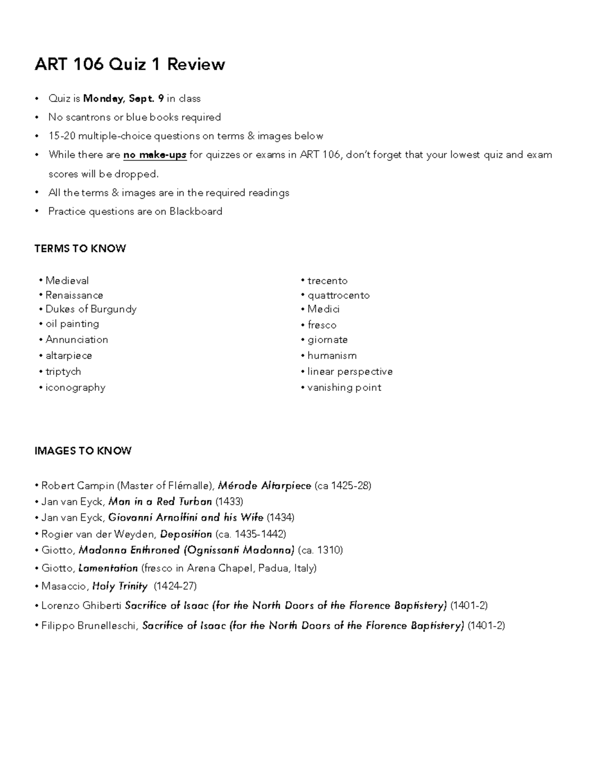 ART 106 Quiz 1 Review Guide for 2025 Key Terms & Images Studocu(00)