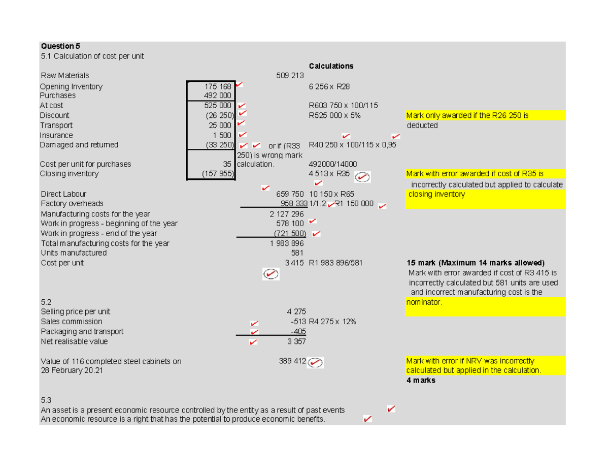 Memorandum Q5: Cost Per Unit Calculations - Alpha Ltd. Study Guide ...