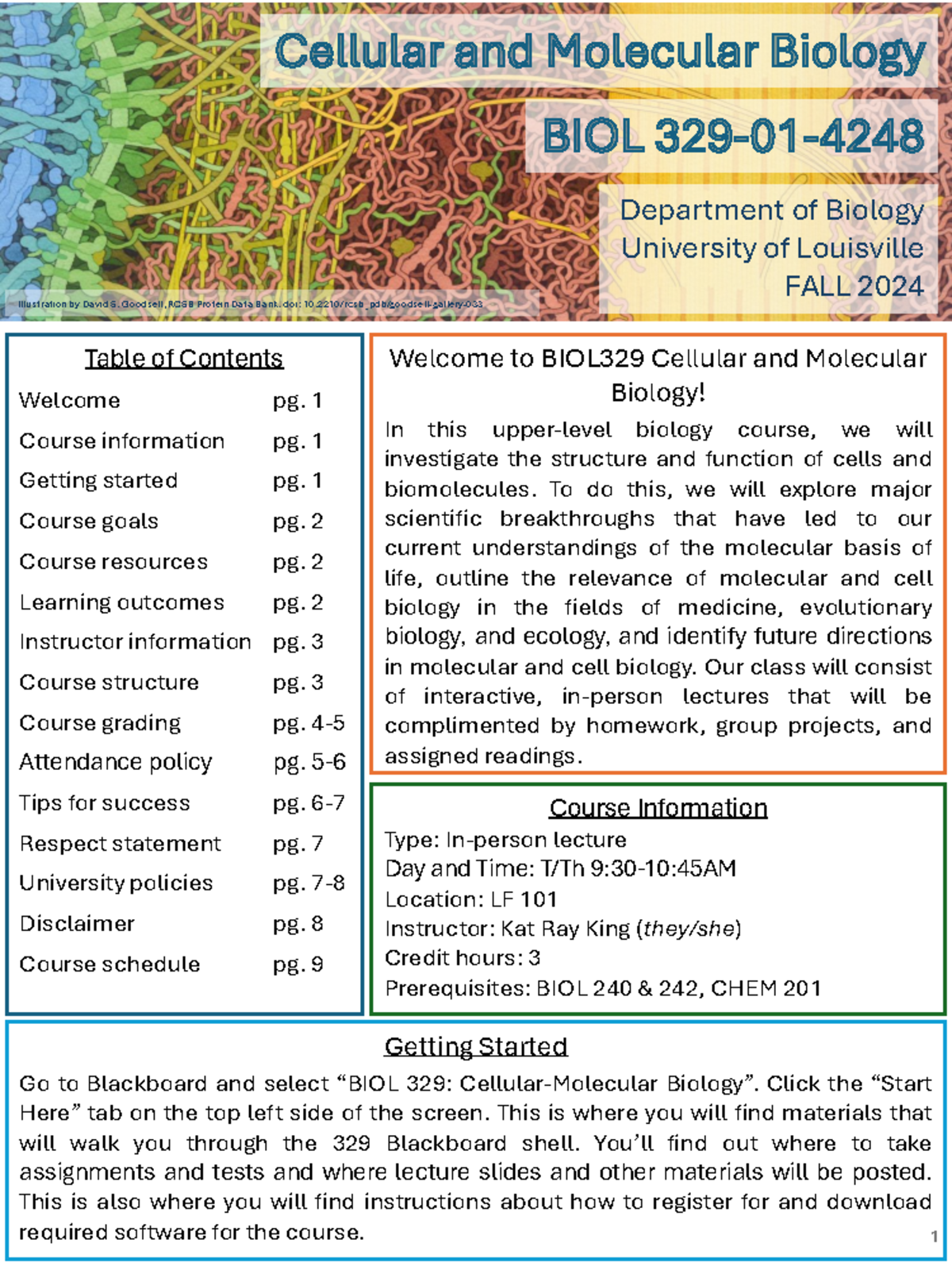 BIOL 329 Cellular and Molecular Biology Course Syllabus - Fall 2024 ...