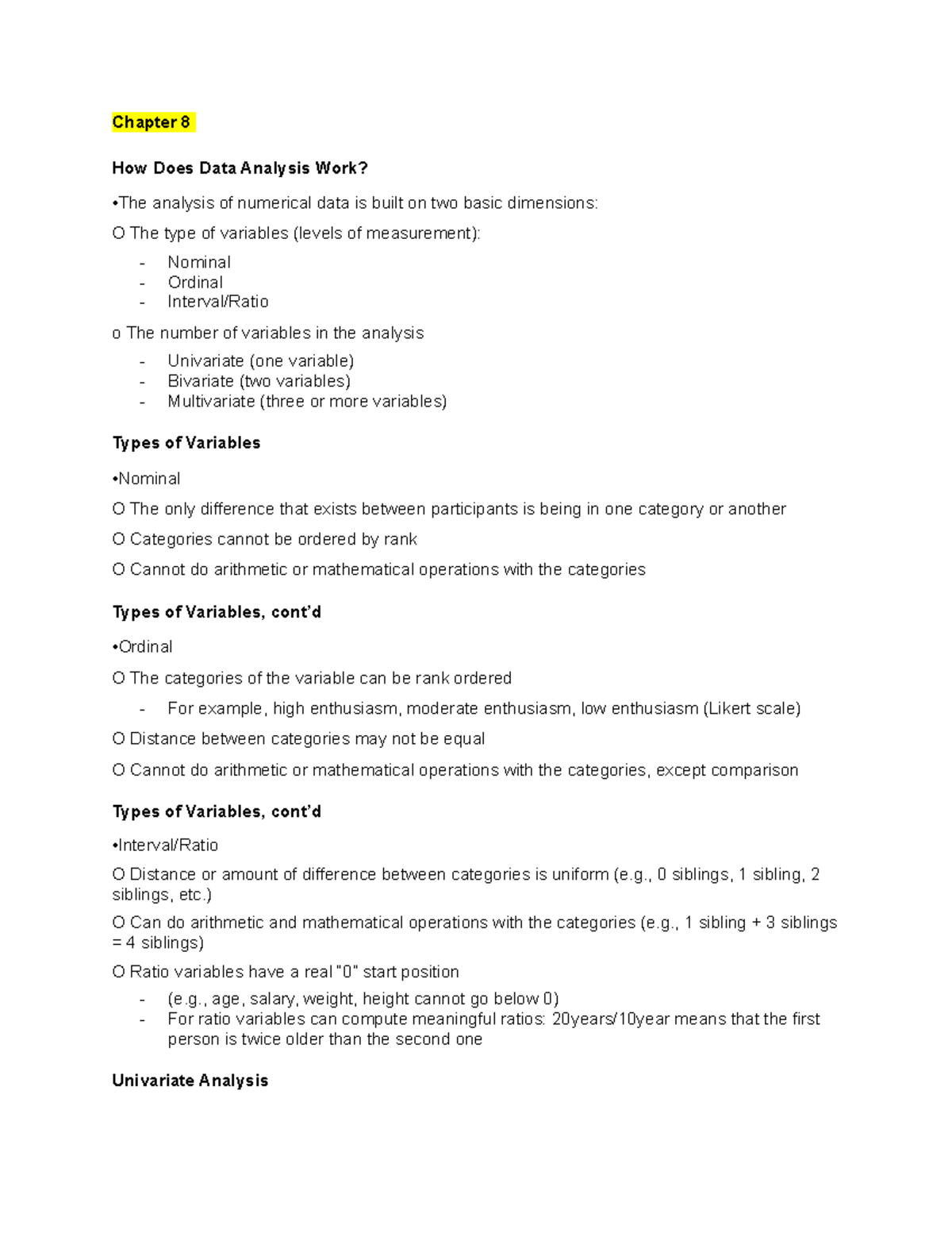 Chapter 8 - Data Analysis Fundamentals Overview - Studocu