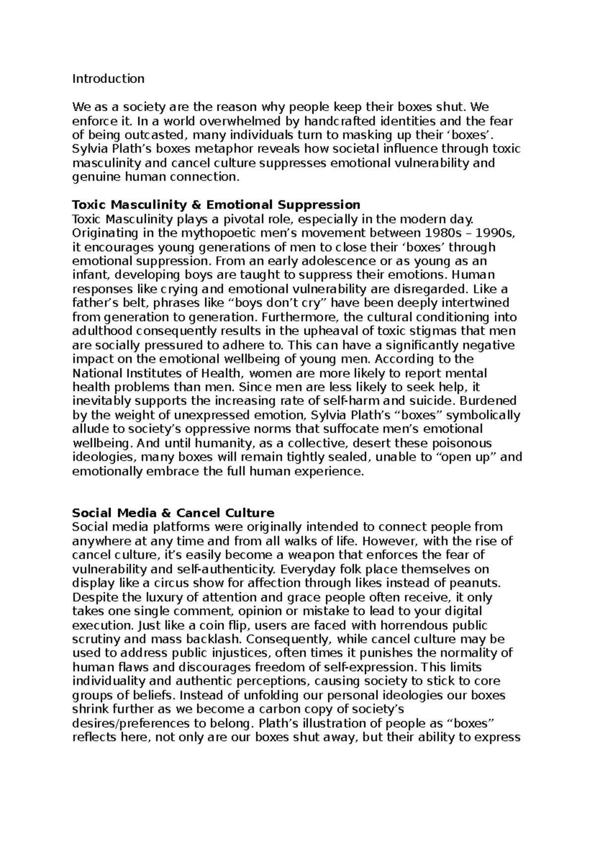 Toxic Masculinity and Cancel Culture: The Impact on Emotional ...
