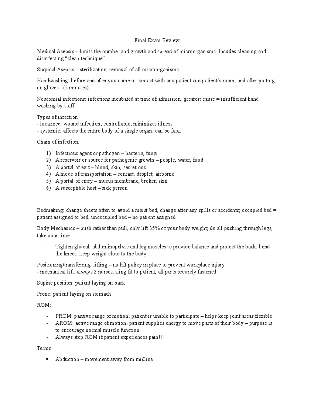 Final Exam Review for Nursing Theory (NURS 101) - Studocu