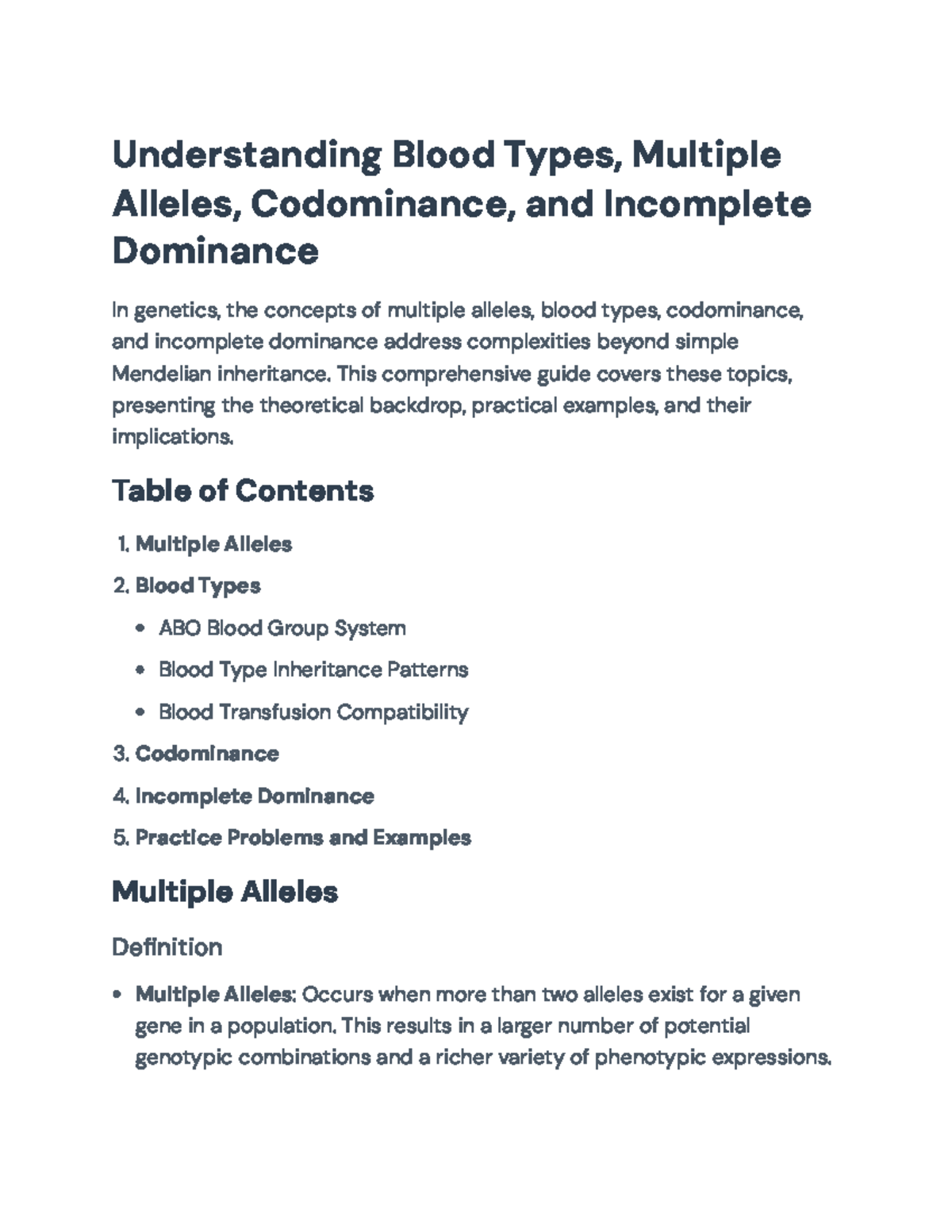 Comprehensive Guide to Blood Types & Inheritance Patterns (BIO101 ...