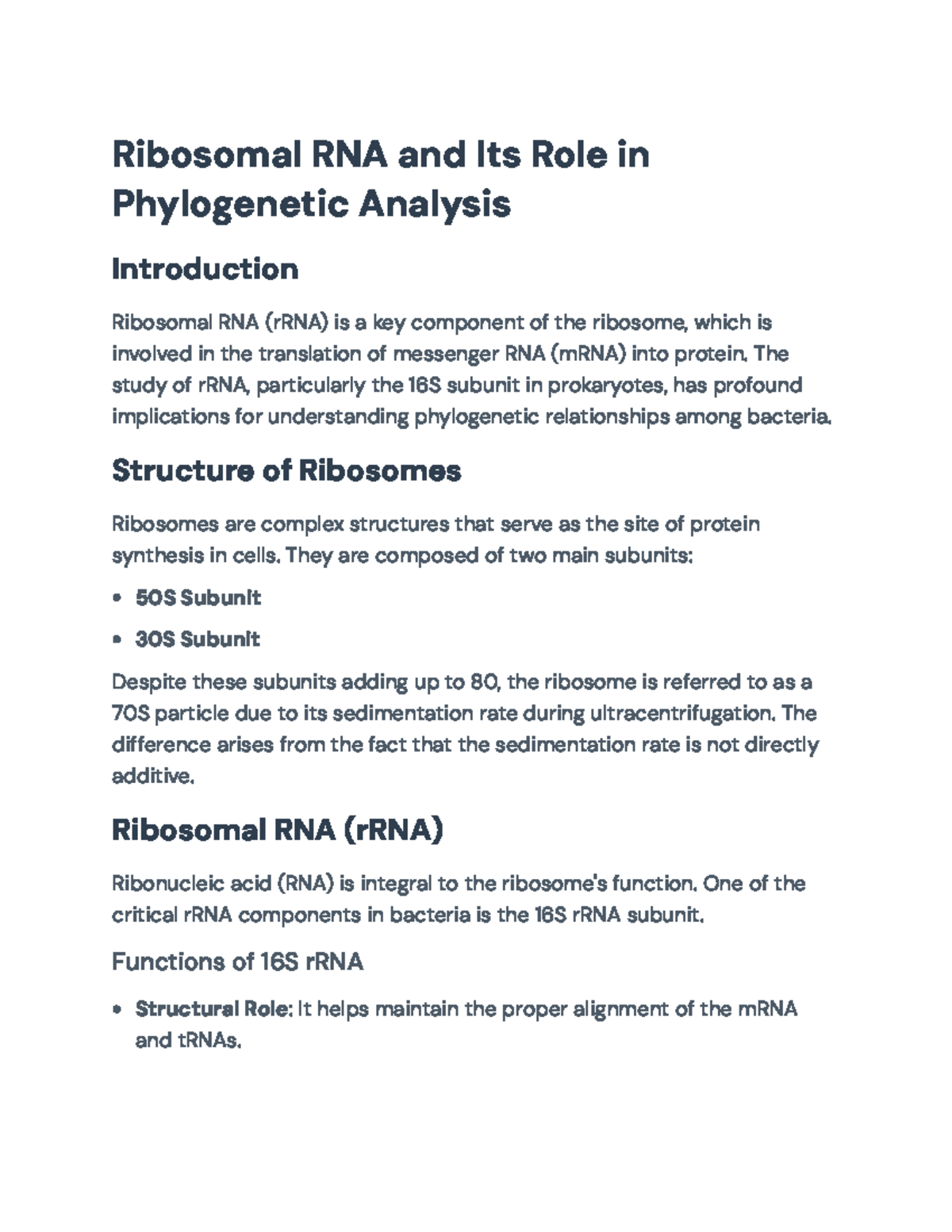 Ribosomal RNA (rRNA) and Its Role in Bacterial Phylogenetics ...