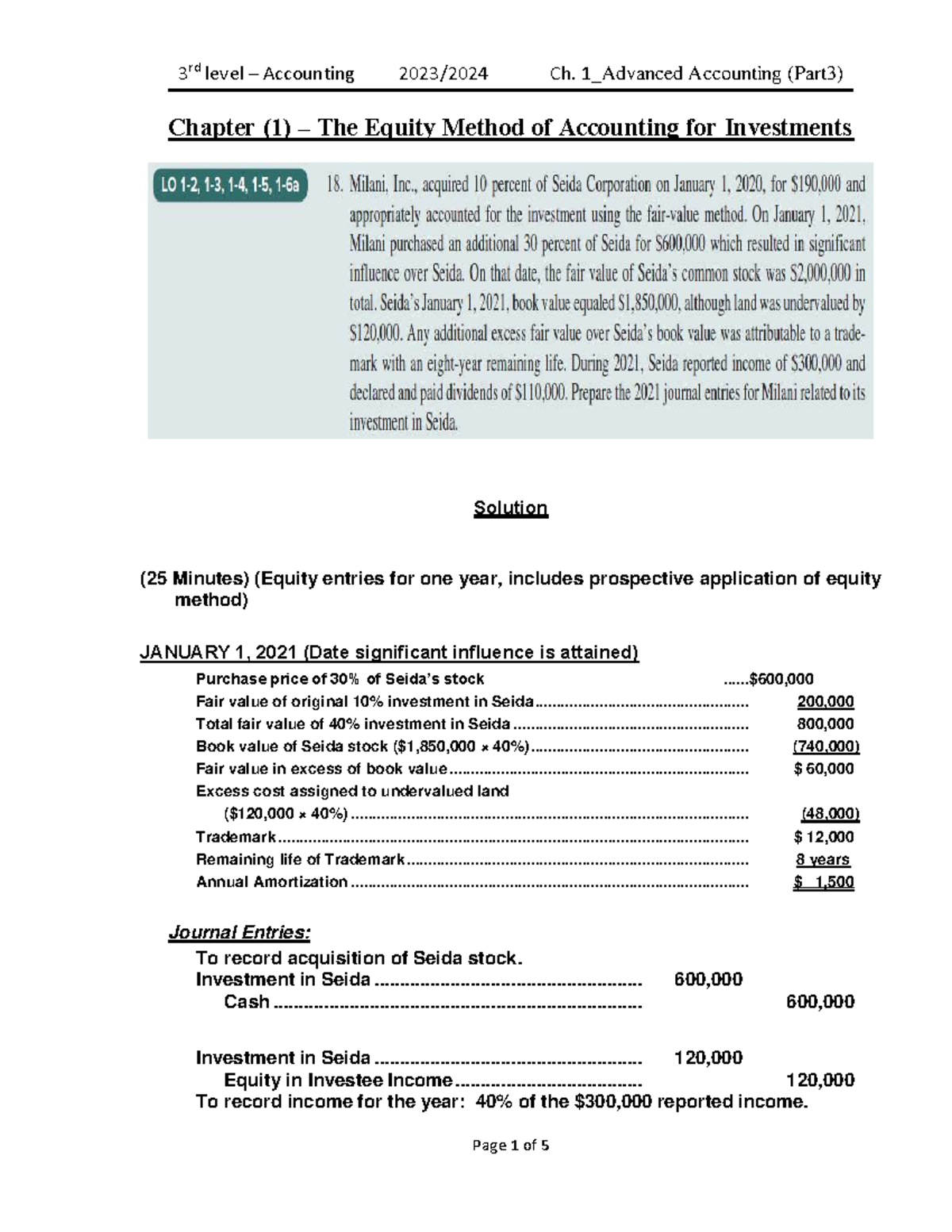 3rd Level Accounting Ch. 1: Advanced Accounting (Part 3) Summary Notes ...