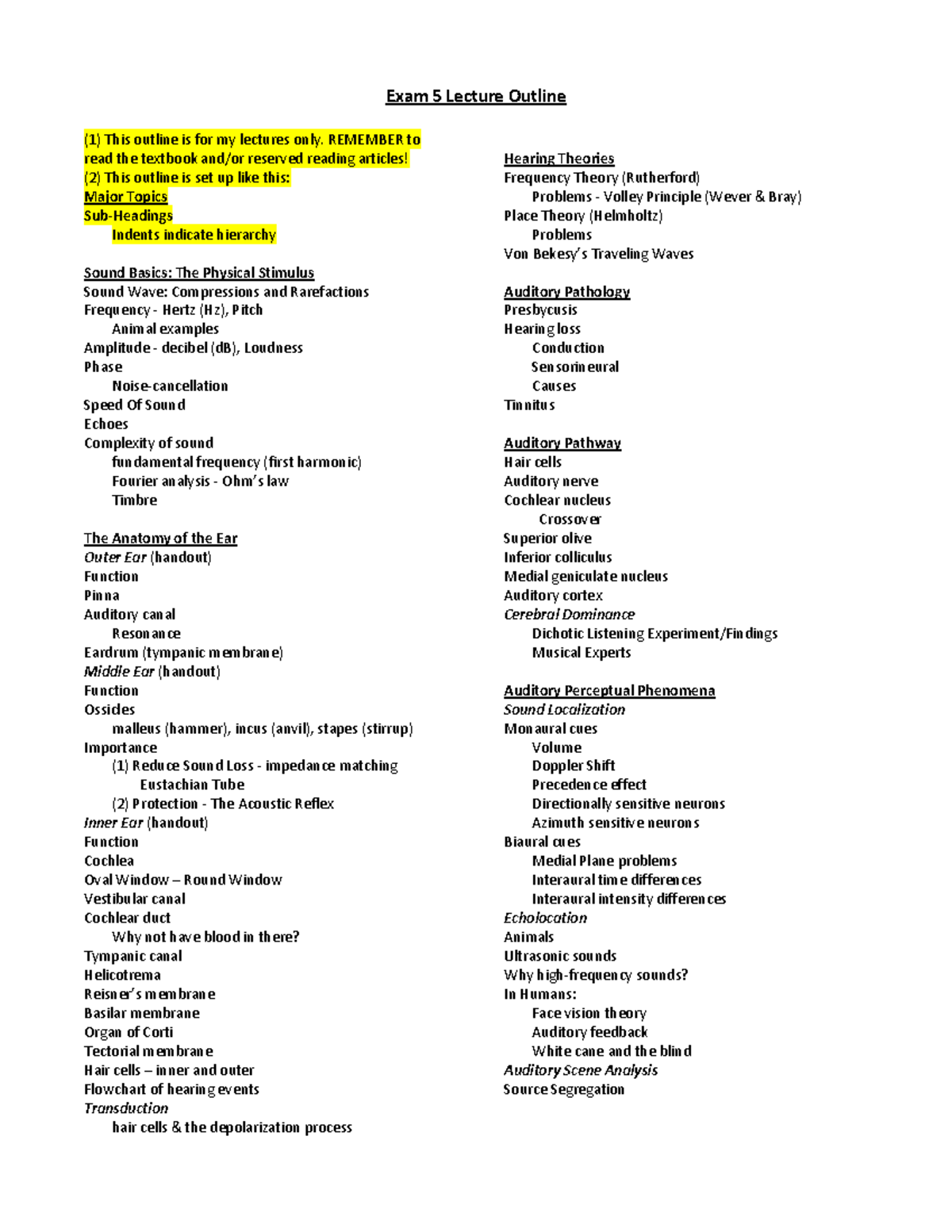 Final Exam Lecture Outline for Intro to S&P (Course Code) - Studocu
