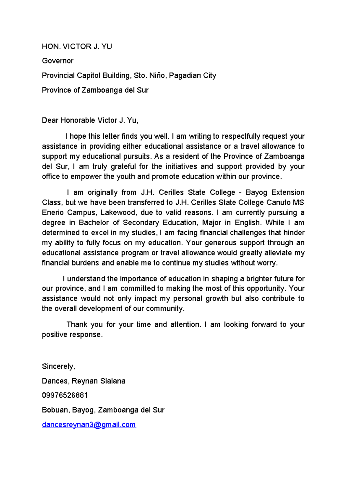 Request- Letter - Information - Governor Provincial Capitol Building ...