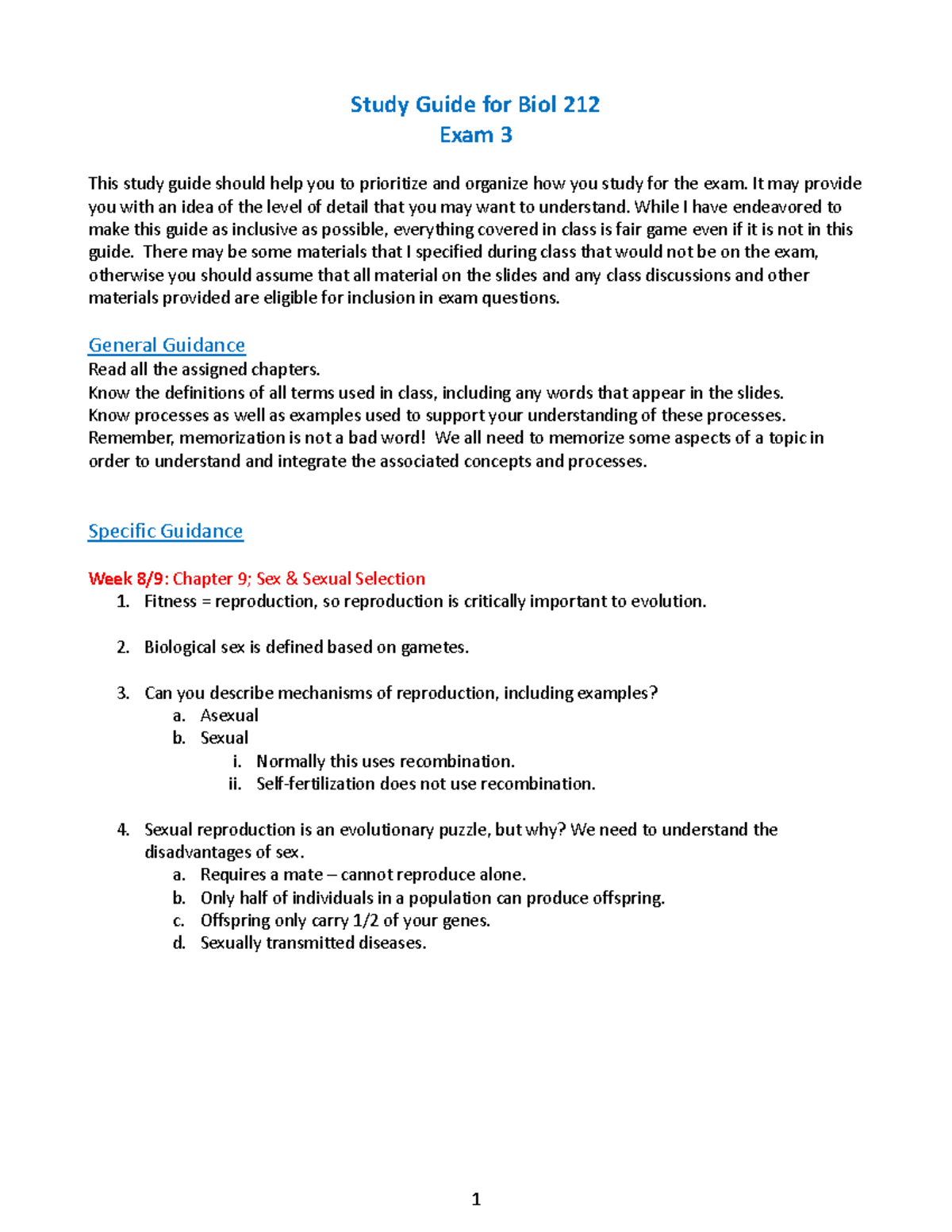 Biol 212 Study Guide for Exam 3 - Studocu