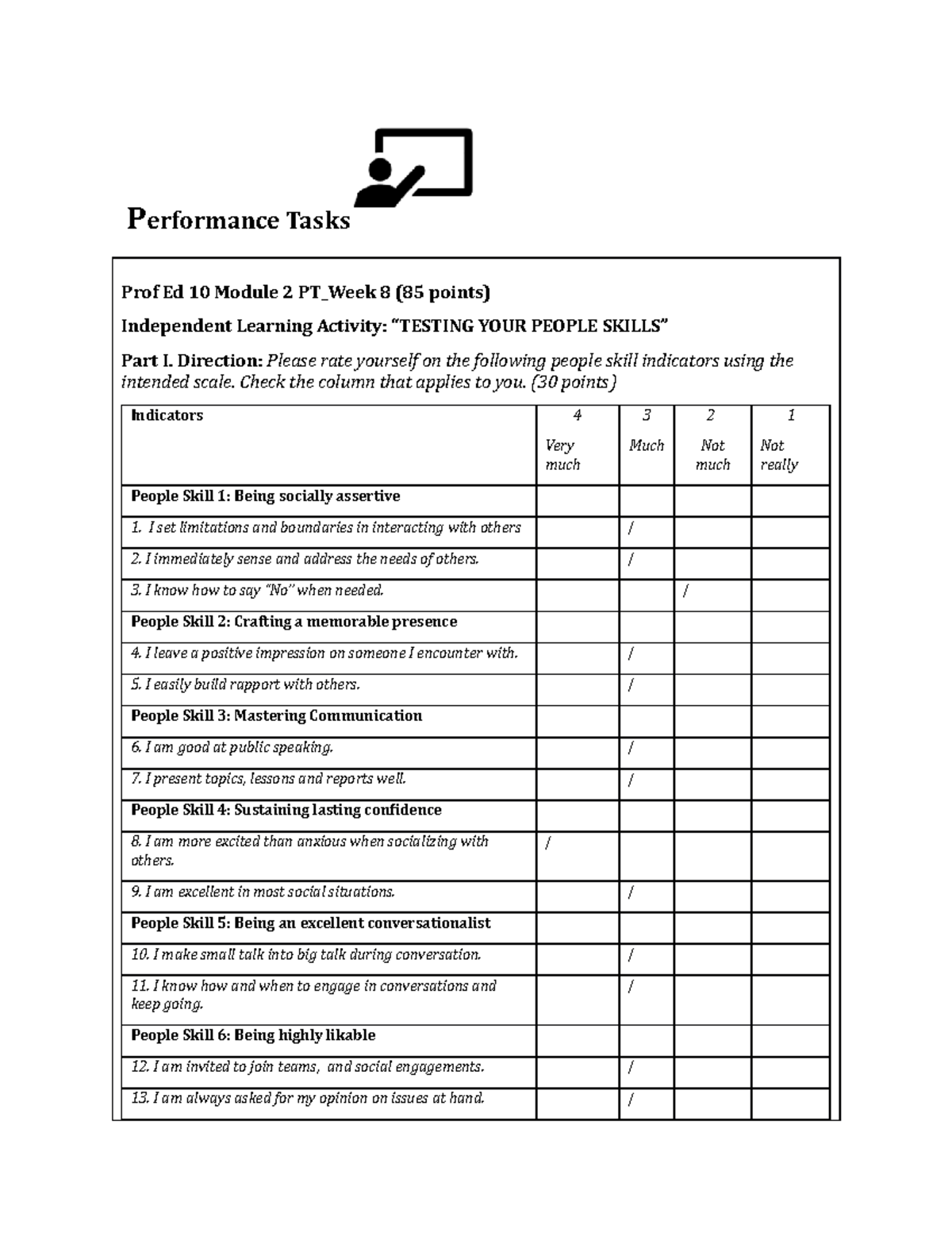 Prof Ed 10 Module 2 - Week 8 Essay on People Skills Evaluation - Studocu