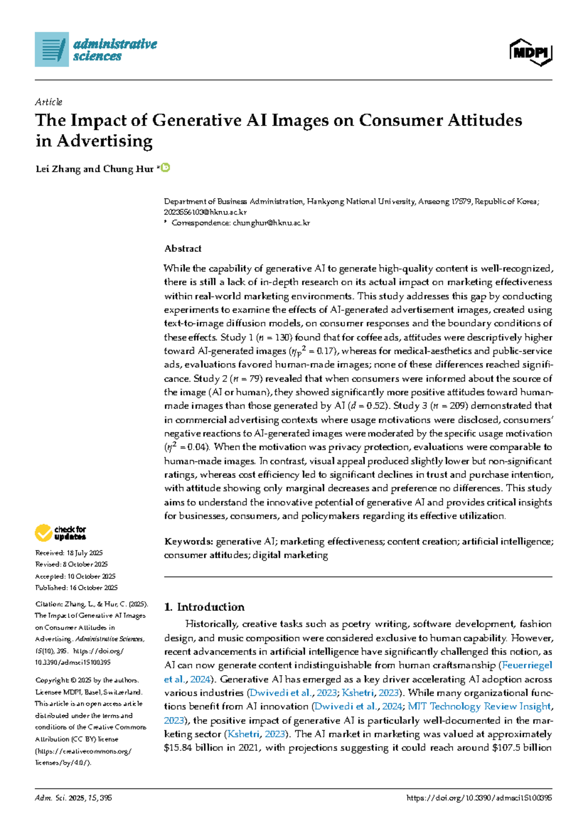 The Impact of Generative AI on Consumer Attitudes in Advertising (Adm ...