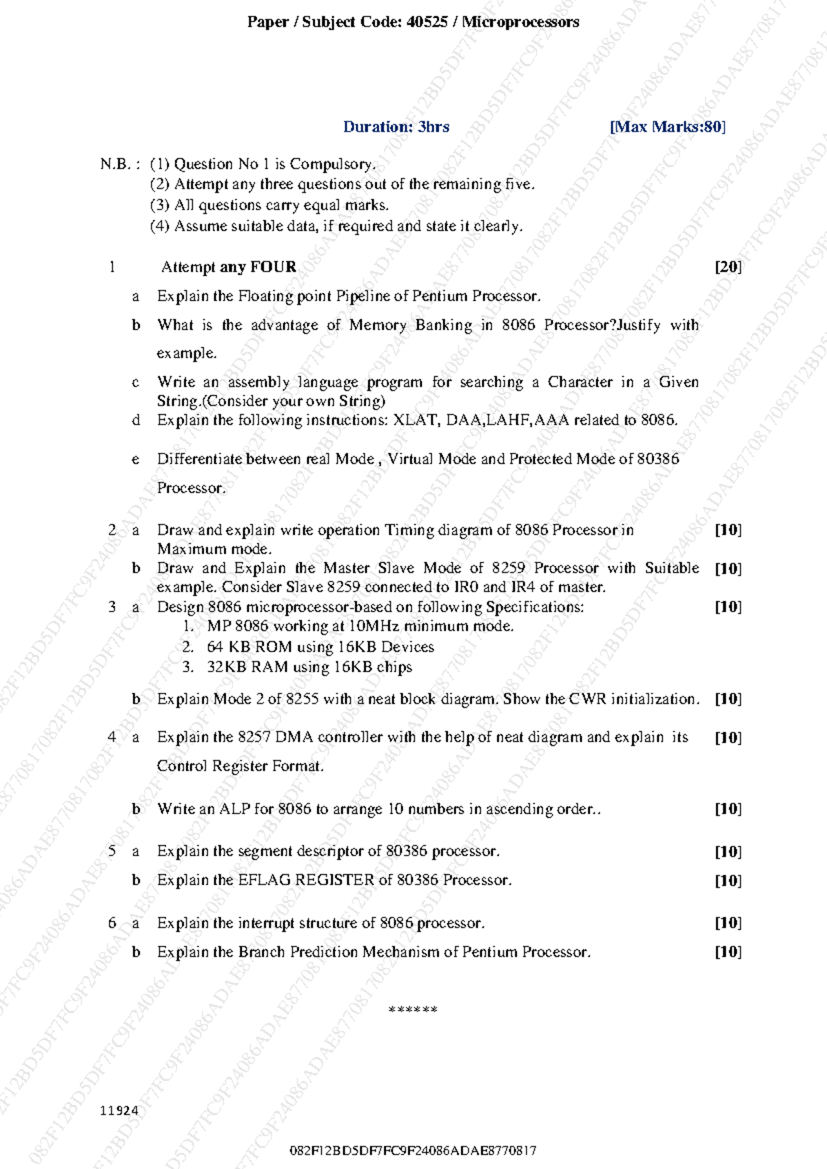 Microprocessors Practice Paper - AD AE 277 F 87 F 70 - DEC 22 - Studocu
