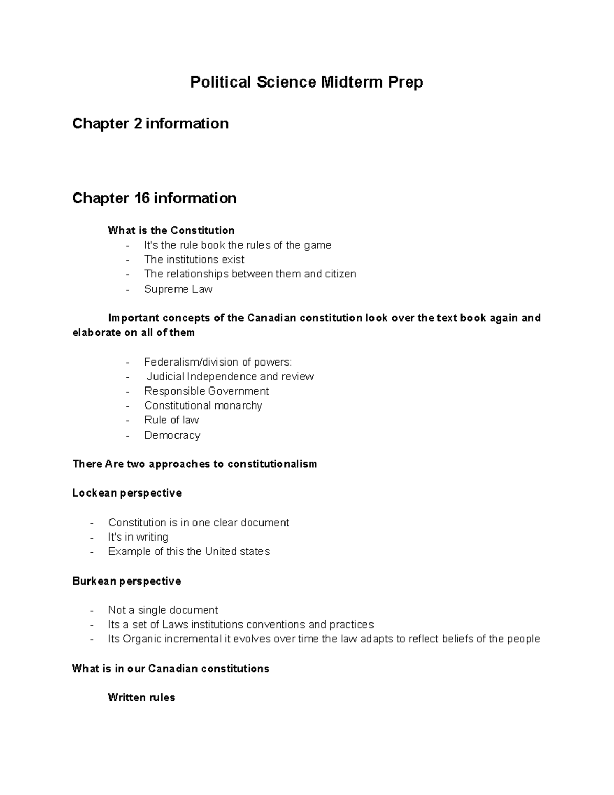 Political Science PS101 Midterm Study Guide: Constitution & Federalism ...