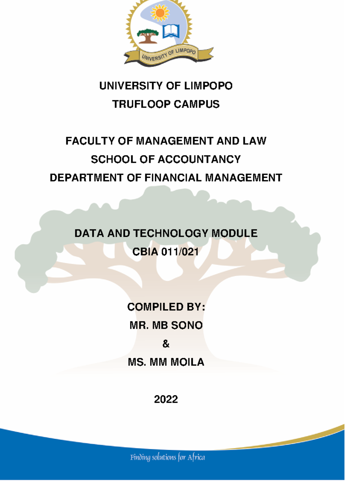 DATA AND Technology Section - UNIVERSITY OF LIMPOPO TRUFLOOP CAMPUS ...