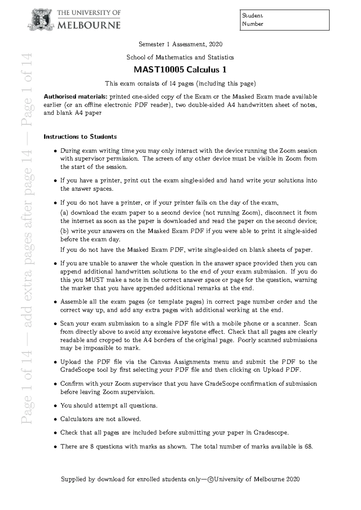 Exam 2021 S1 - Calculus 1 Exam 2021 Semester 1 - Page 1 of 21 — add any ...