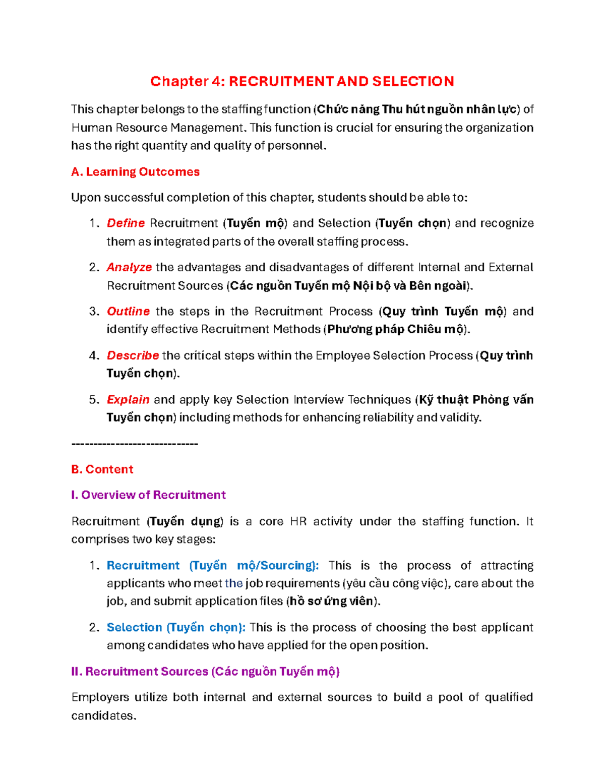 Chapter 4: Recruitment and Selection in HR Management - Studocu