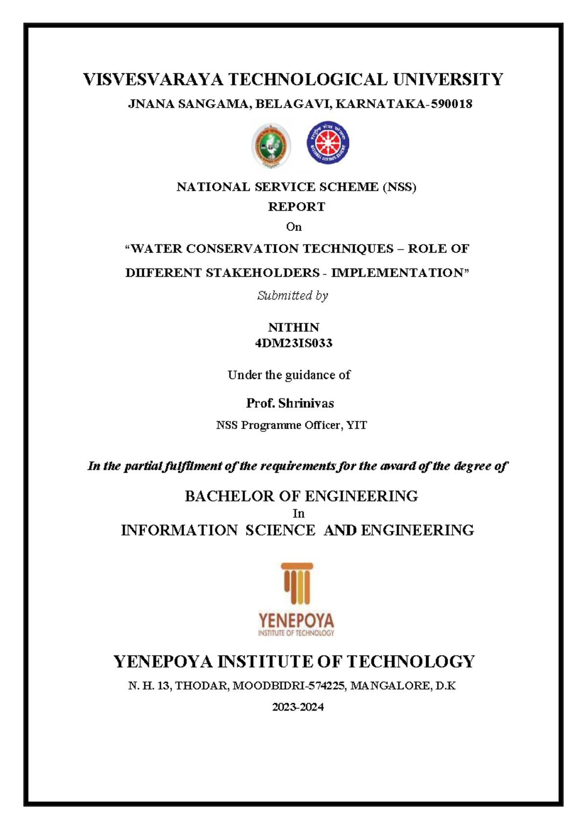 NSS Report on Conservation Techniques: Role of Stakeholders (4DM23IS033 ...