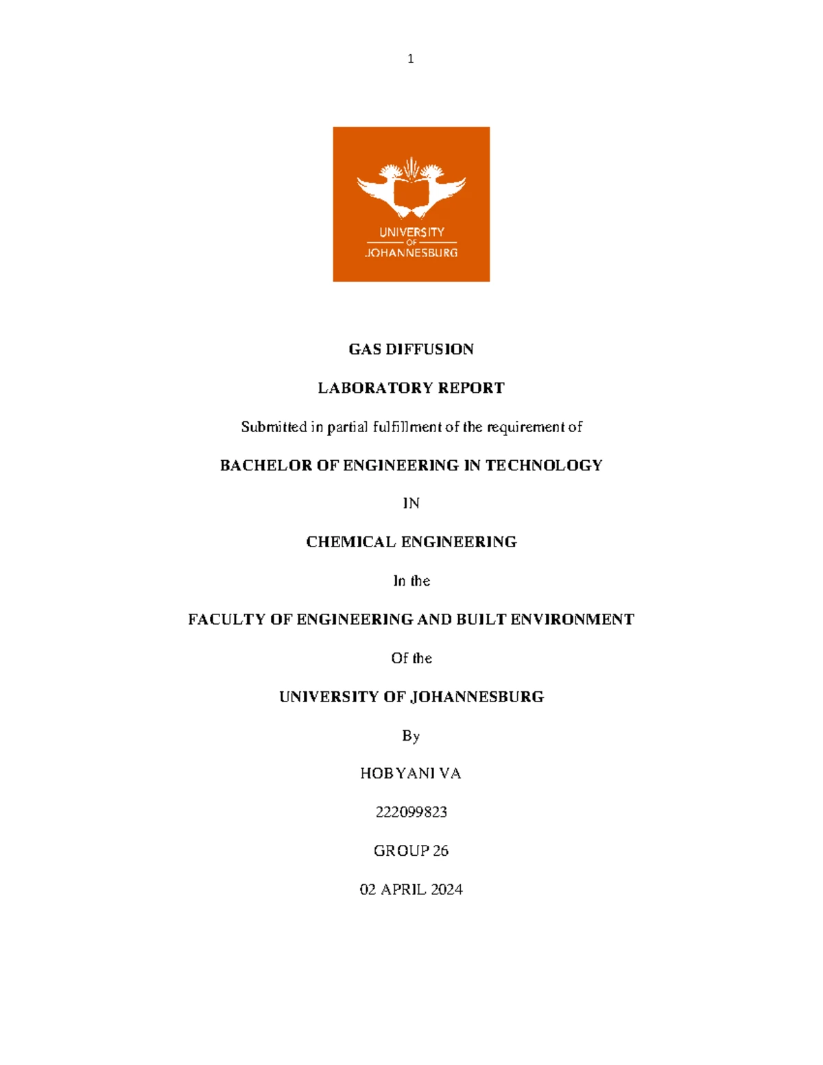 BEng Tech CHEM ENG Lab 2A Practical Manual Guide - Studocu
