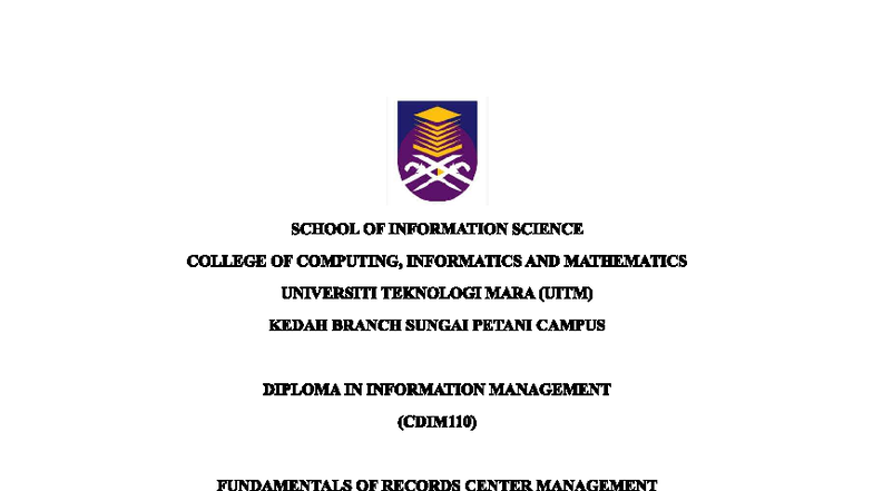 IMD237: Group Assignment on Design of Prime Records Center Management ...